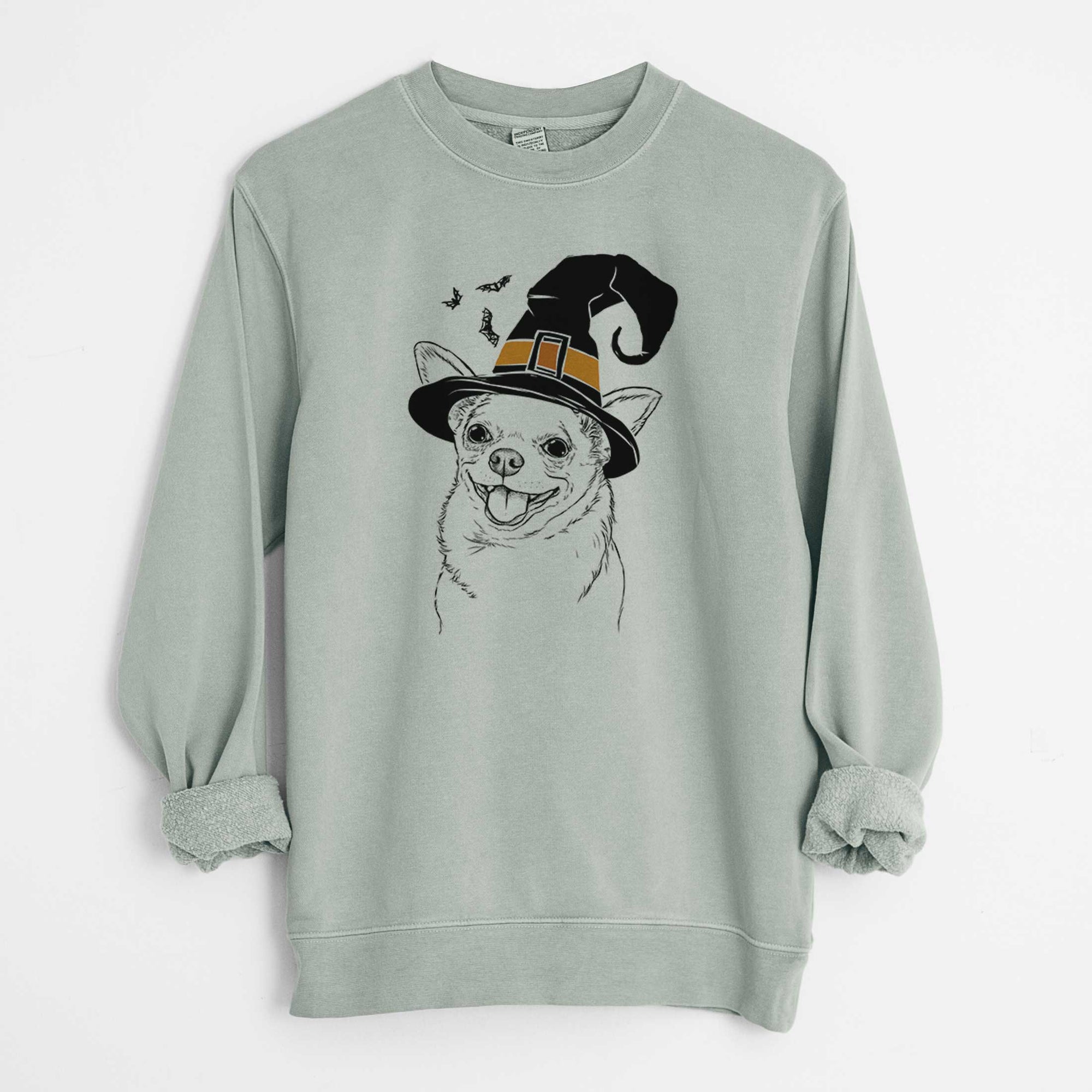 Witch Maddison Pearl the Chihuahua - Unisex Pigment Dyed Crew Sweatshirt