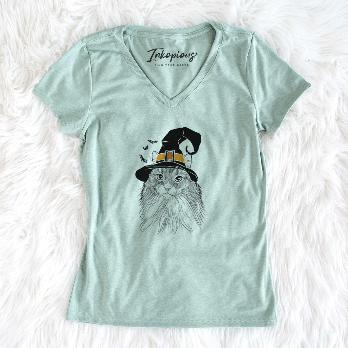 Witch Maks the Siberian Cat - Women's V-neck Shirt