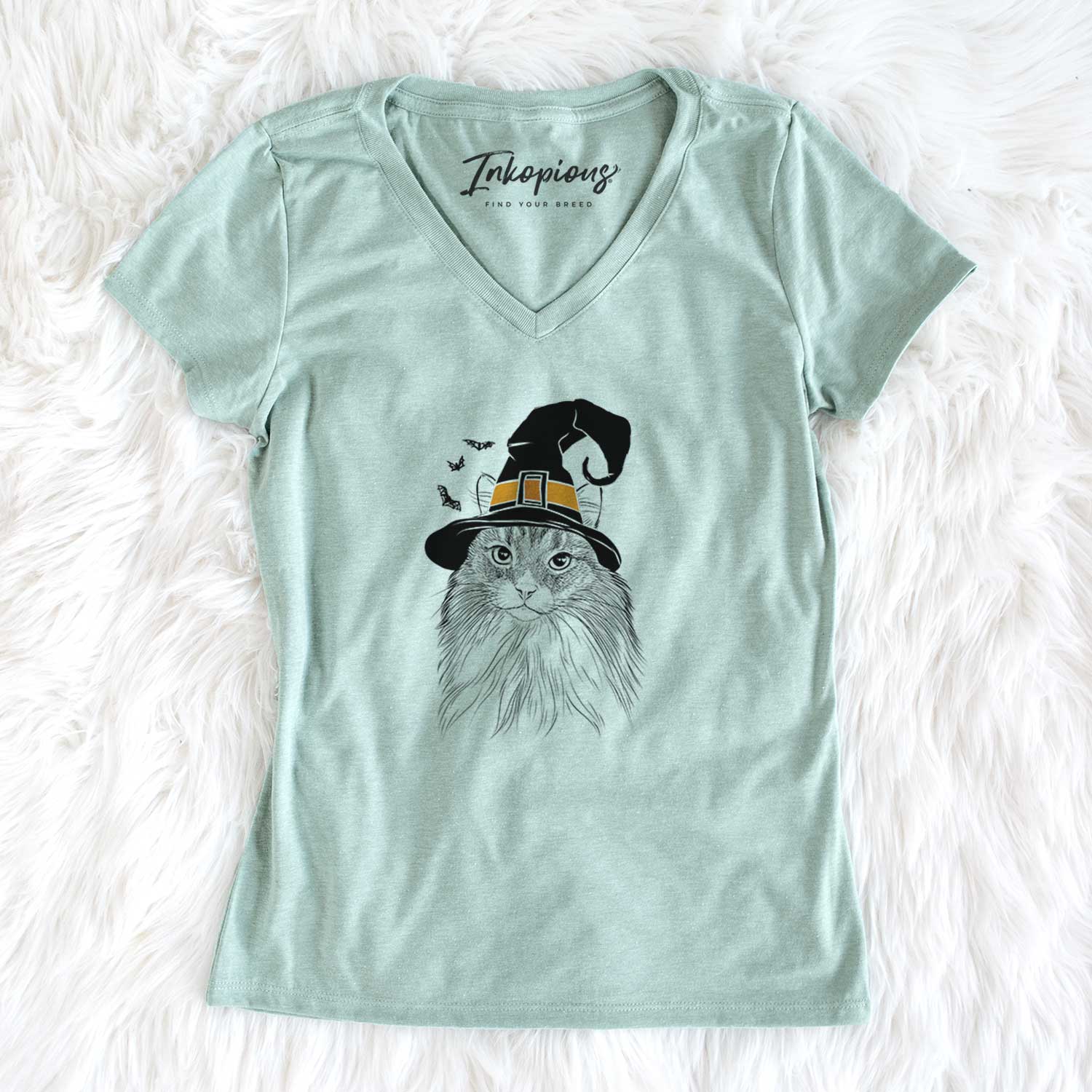 Witch Maks the Siberian Cat - Women's V-neck Shirt