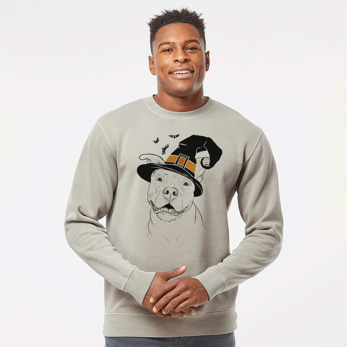 Witch Malibu the Staffordshire Terrier/Pitbull Mix - Unisex Pigment Dyed Crew Sweatshirt