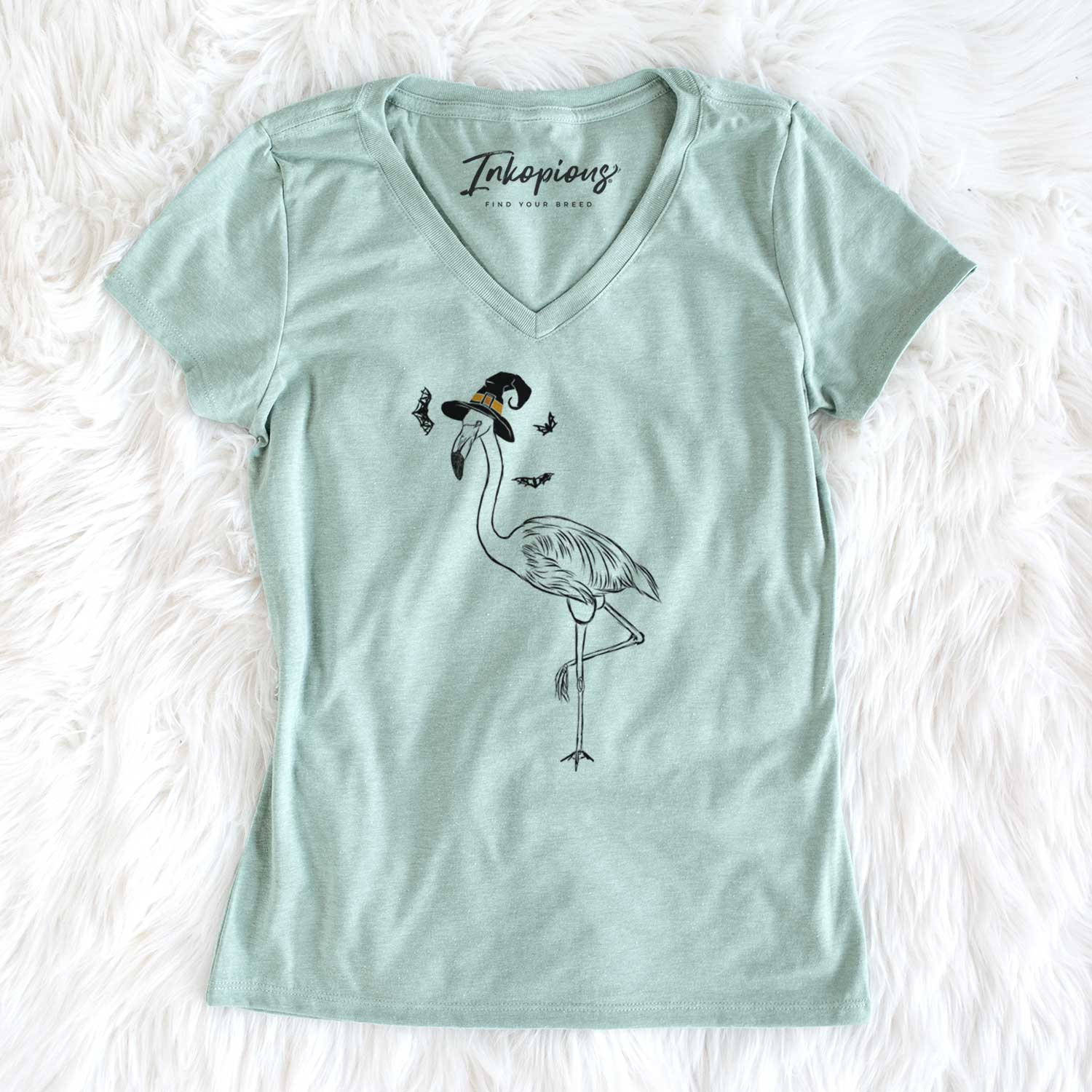 Witch Mango the Flamingo - Women's V-neck Shirt