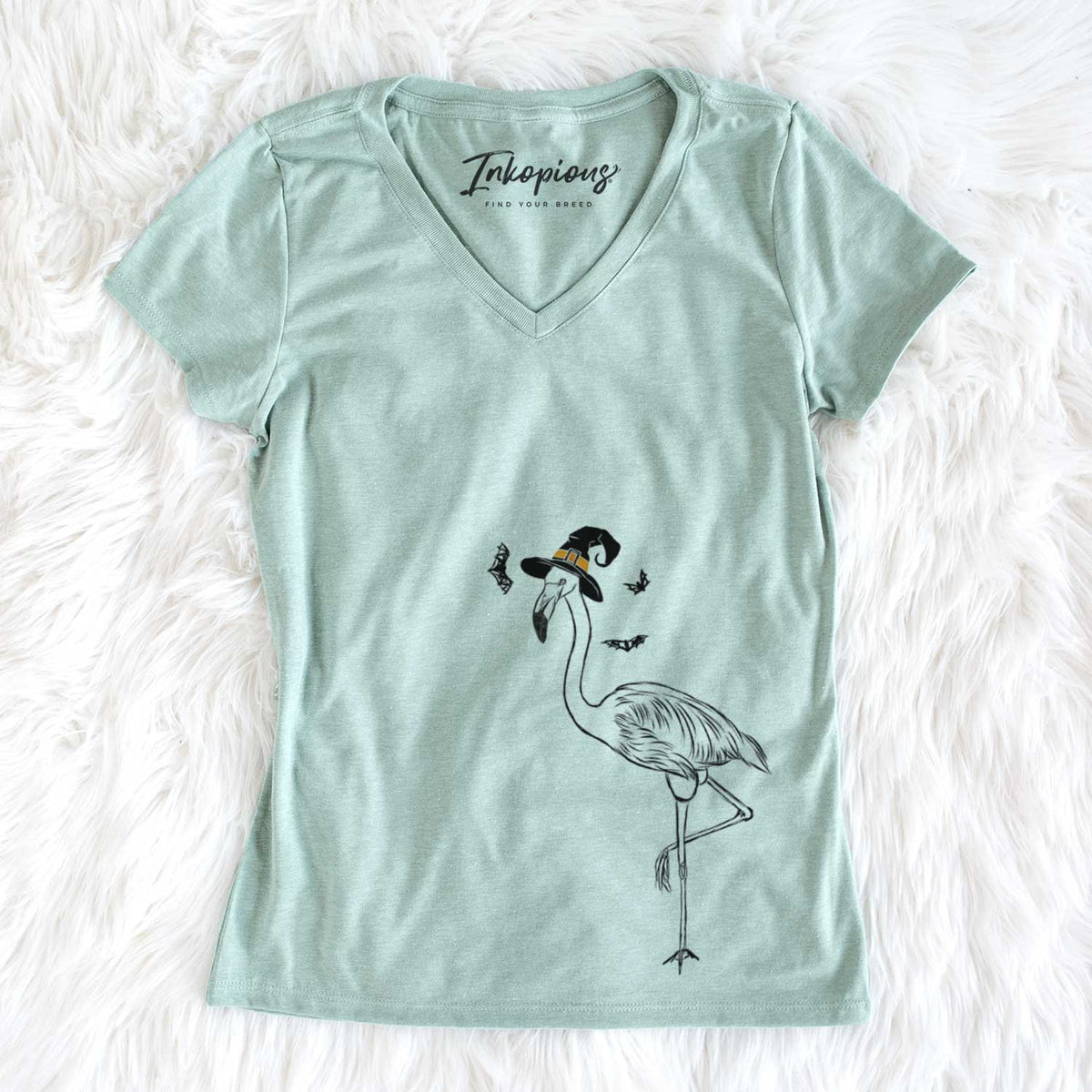 Witch Mango the Flamingo - Women&#39;s V-neck Shirt