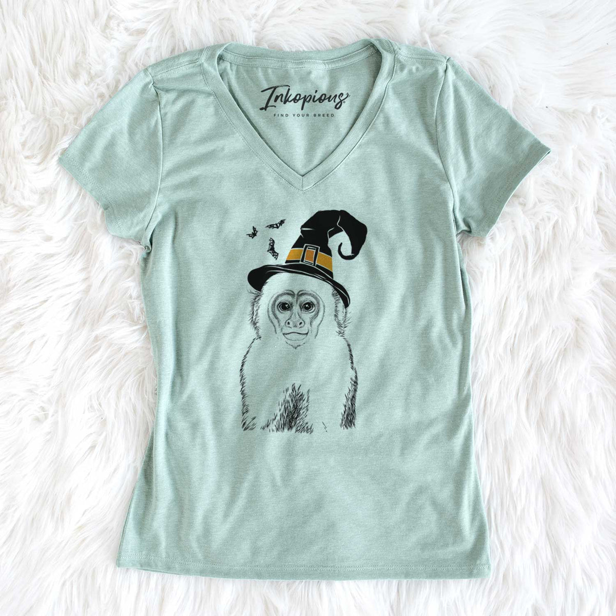 Witch Marcel the Capuchin Monkey - Women's V-neck Shirt