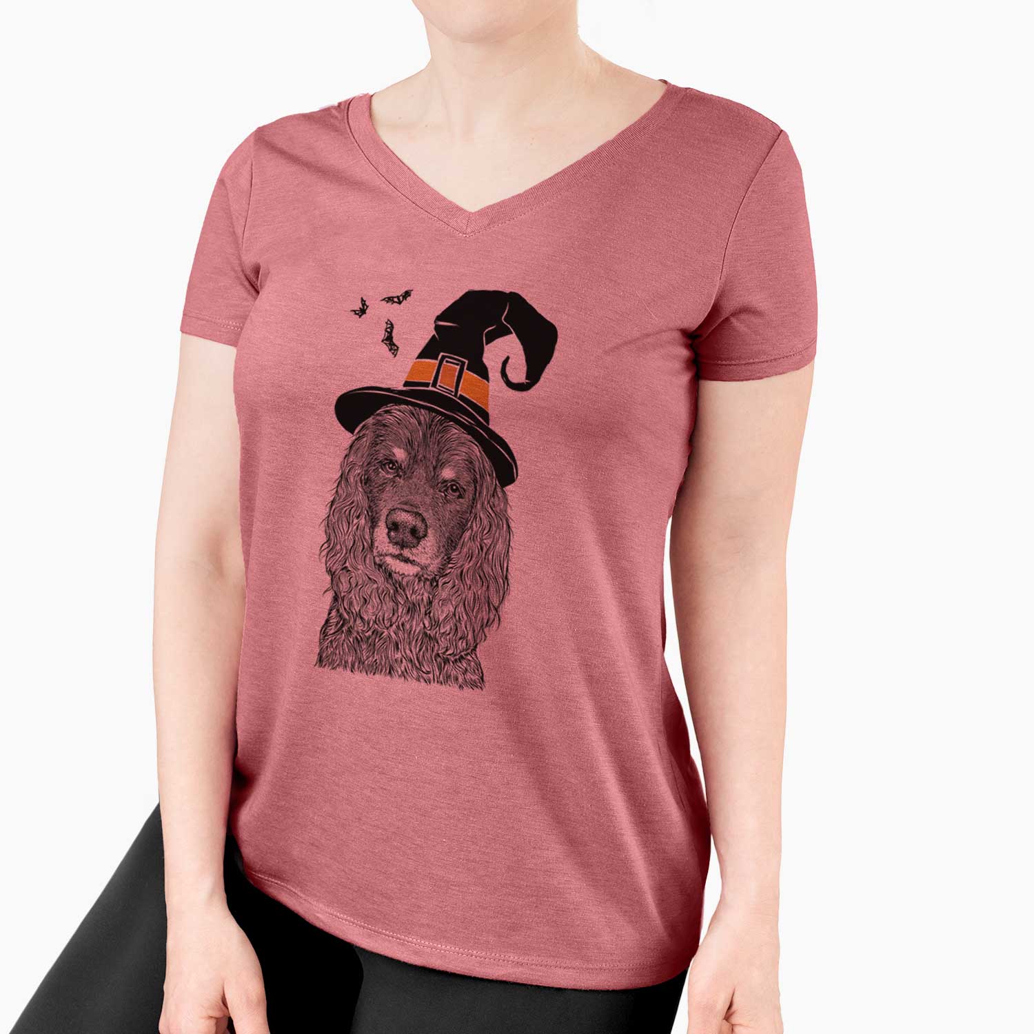 Witch Marley Boy the American Cocker Spaniel - Women's V-neck Shirt