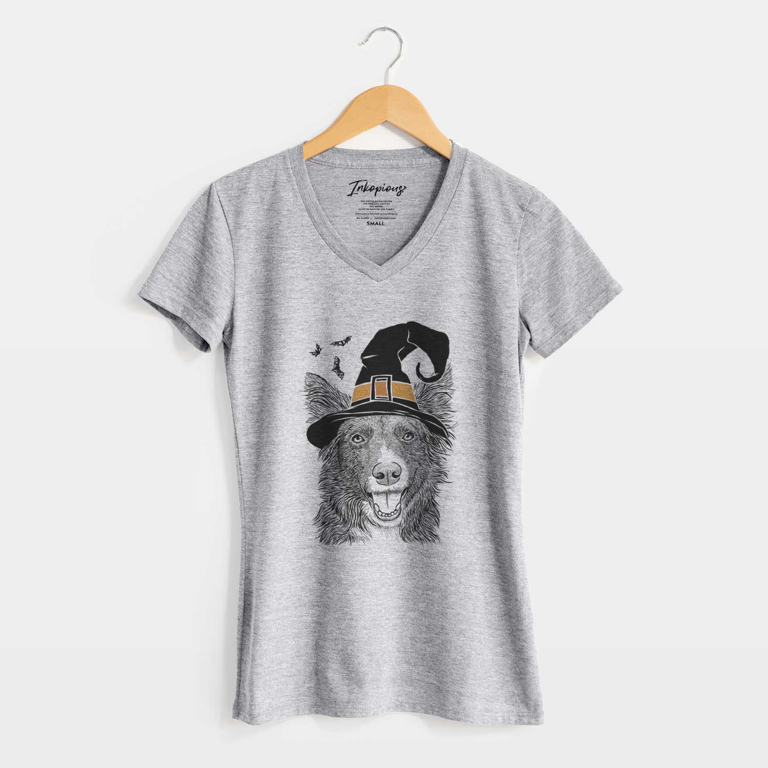 Witch Marti the Border Collie - Women's V-neck Shirt