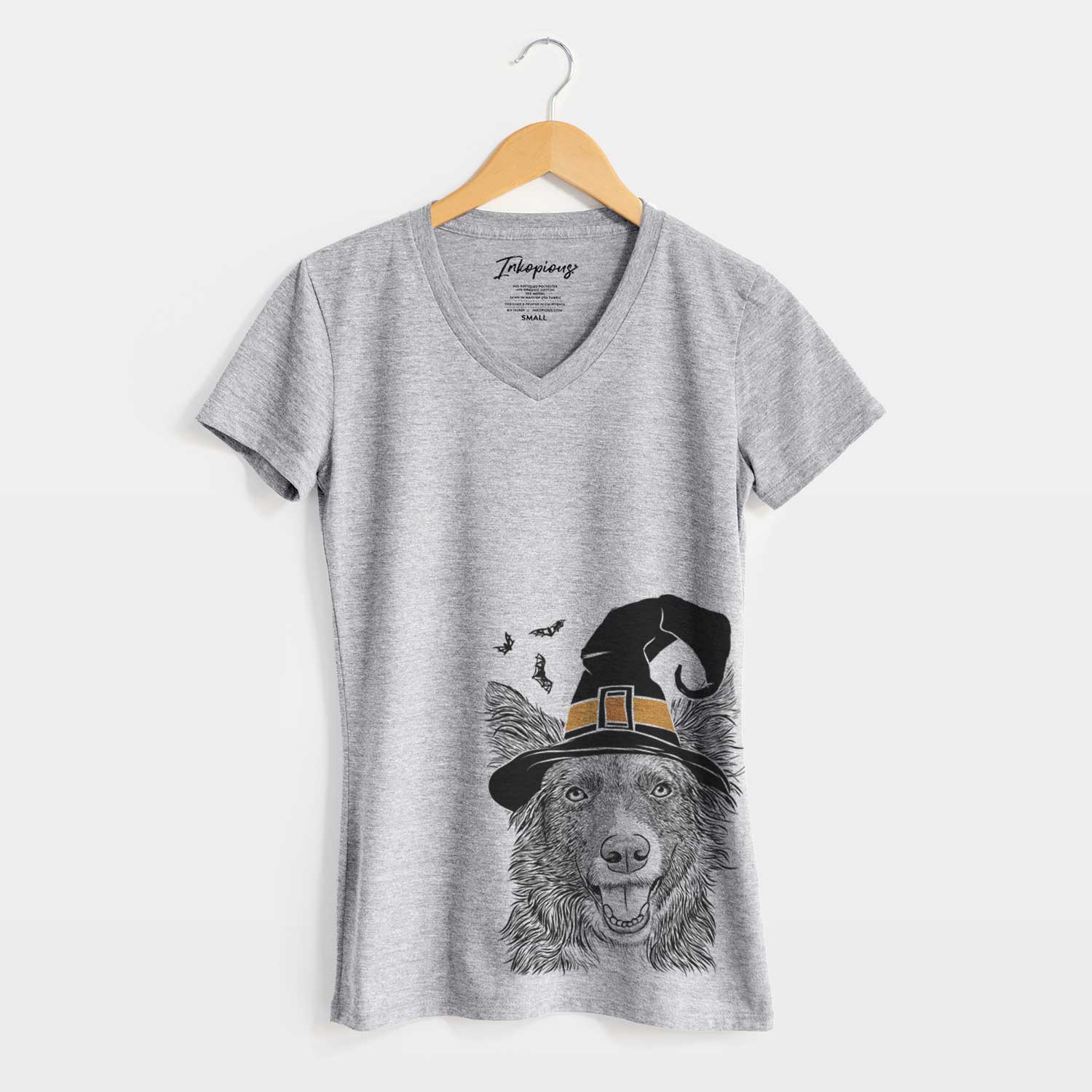 Witch Marti the Border Collie - Women's V-neck Shirt