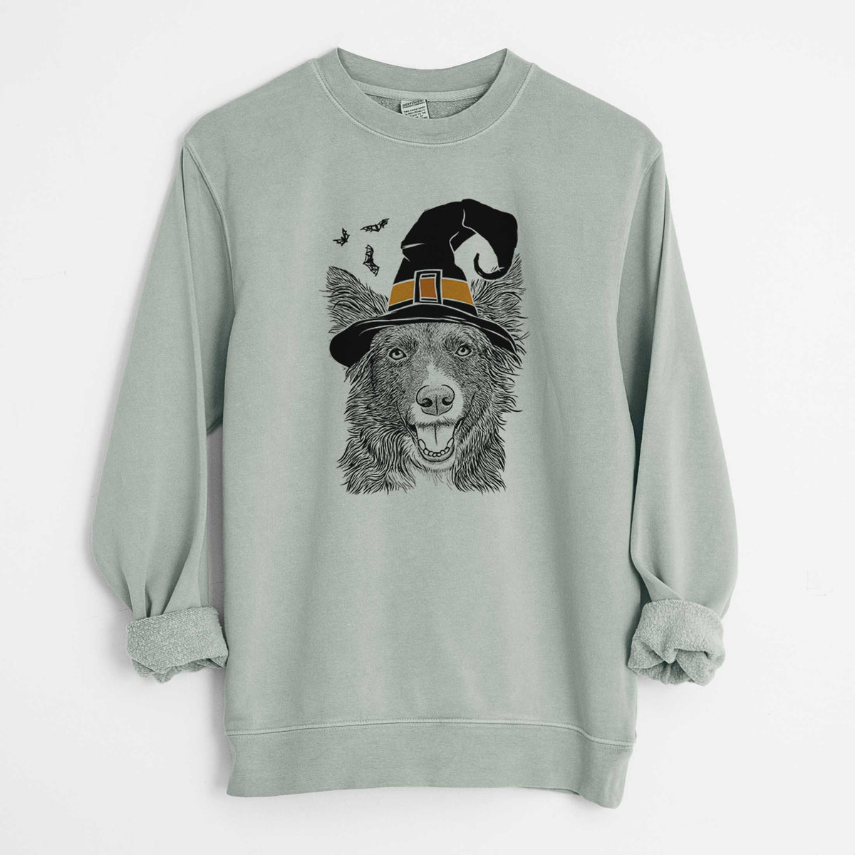 Witch Marti the Border Collie - Unisex Pigment Dyed Crew Sweatshirt