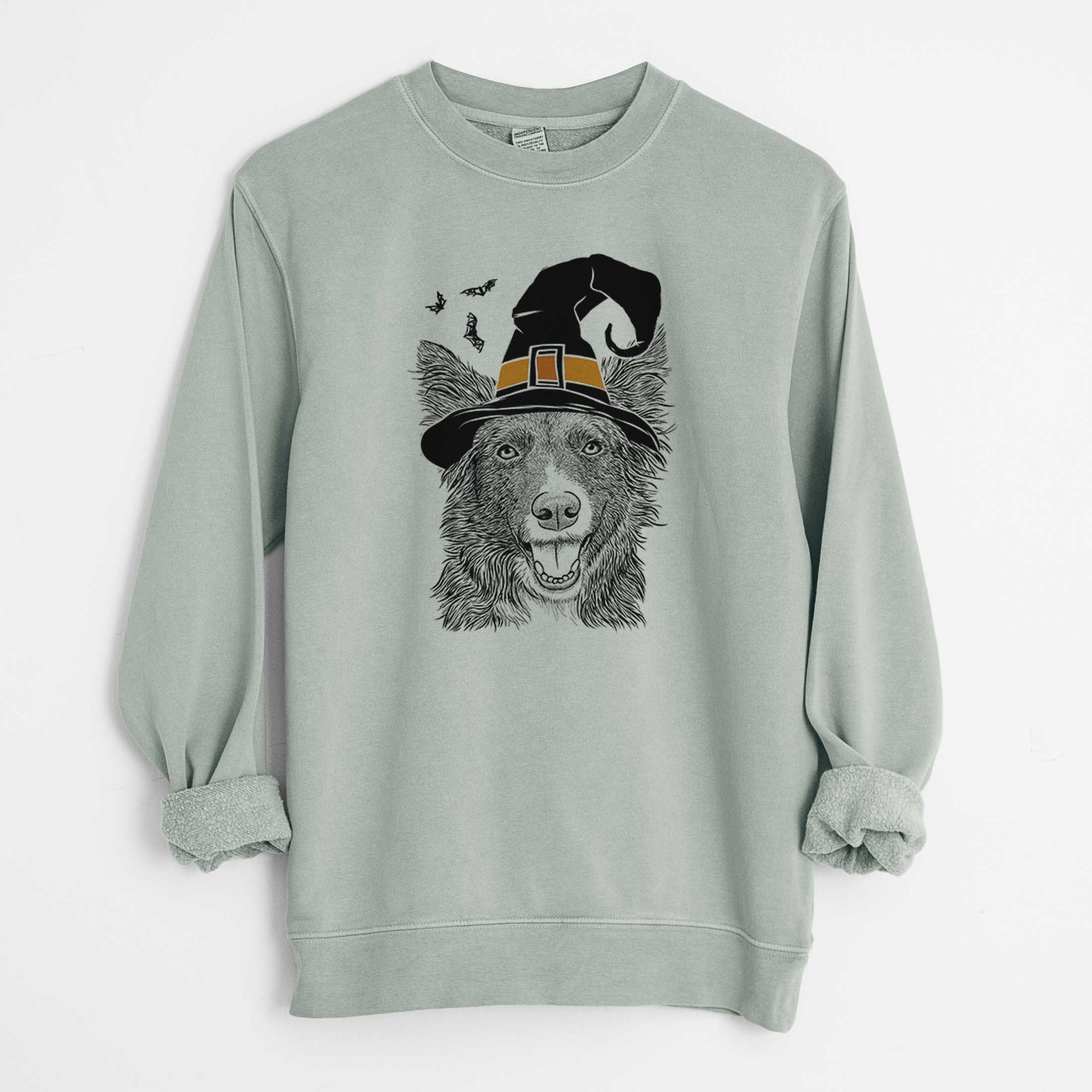 Witch Marti the Border Collie - Unisex Pigment Dyed Crew Sweatshirt