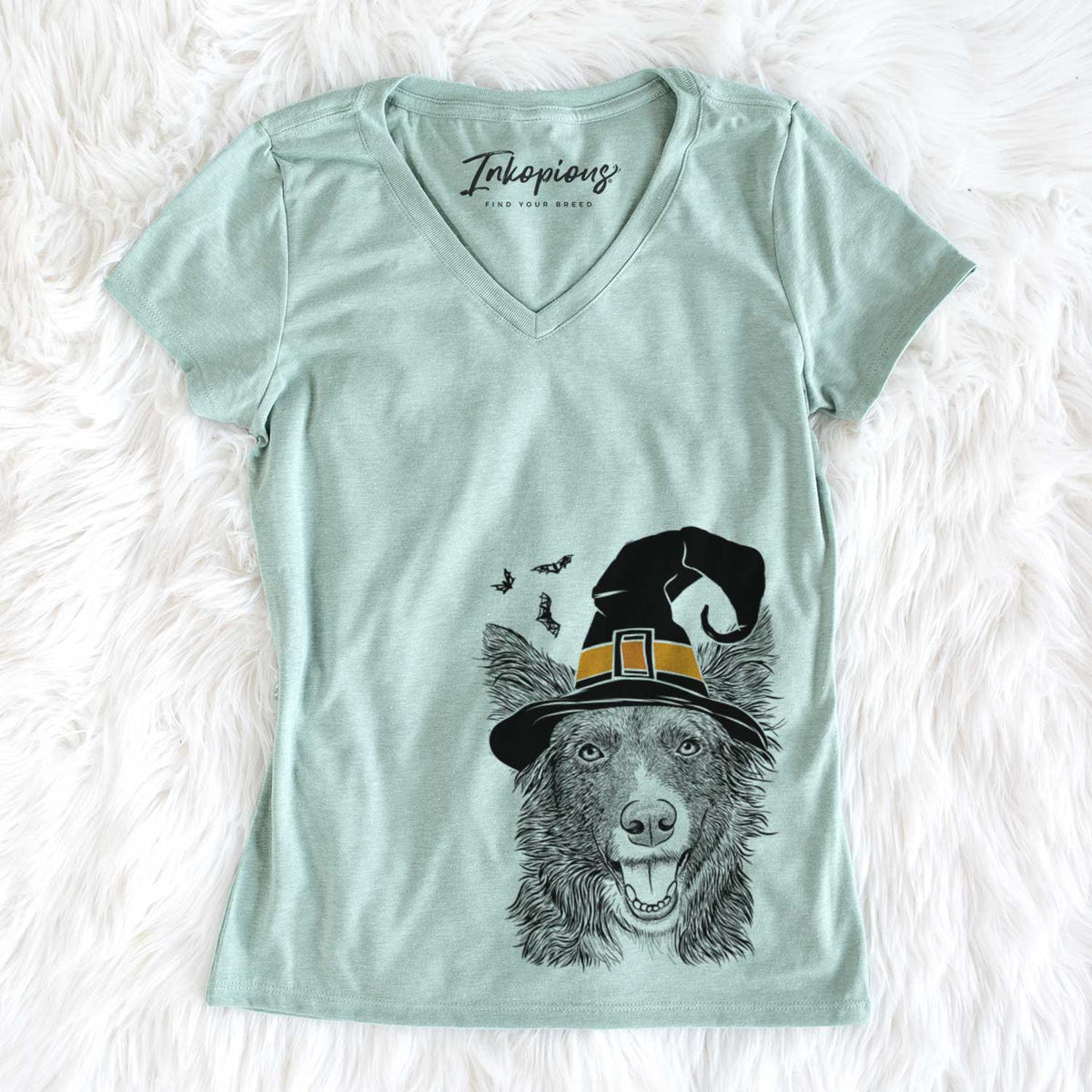 Witch Marti the Border Collie - Women&#39;s V-neck Shirt