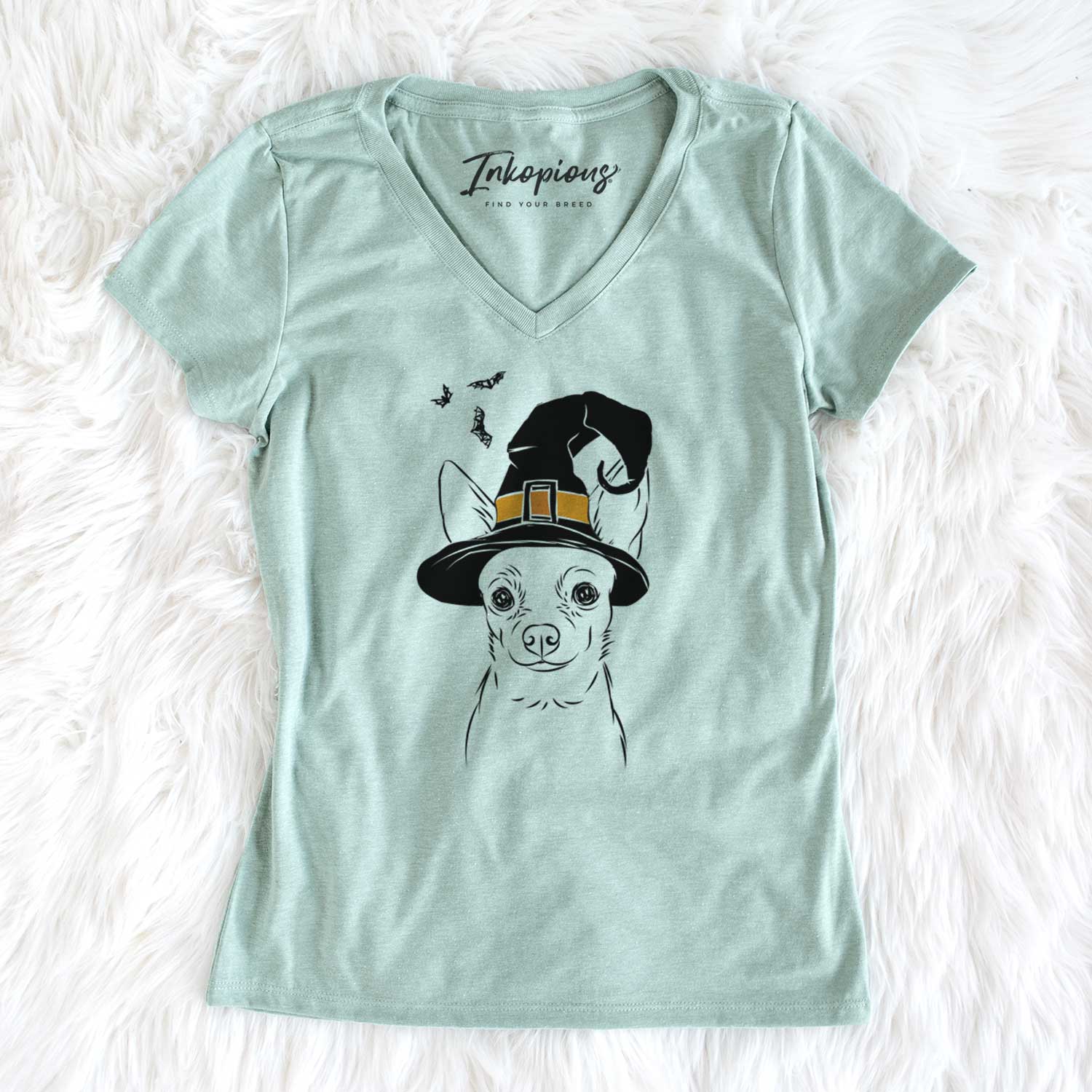 Witch Martini the Chihuahua - Women's V-neck Shirt