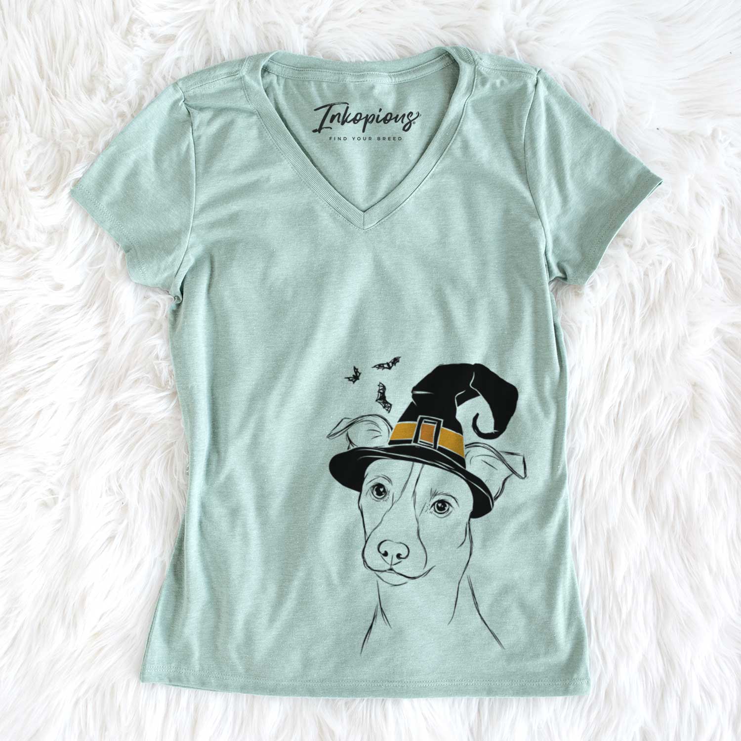 Witch Max the Jack Russell Terrier - Women's V-neck Shirt