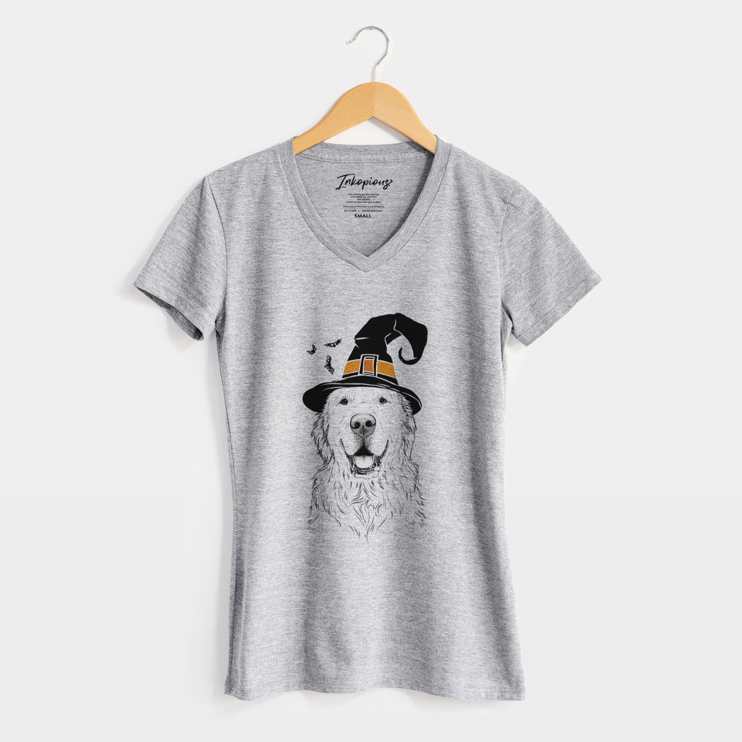 Witch Maximus the Golden Retriever - Women's Perfect V-neck Shirt