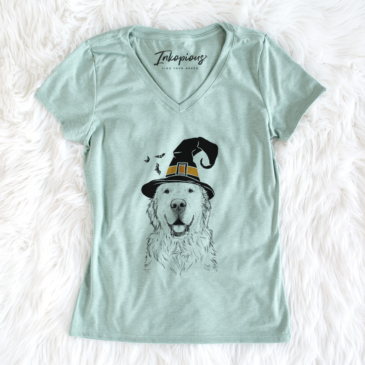 Witch Maximus the Golden Retriever - Women's Perfect V-neck Shirt