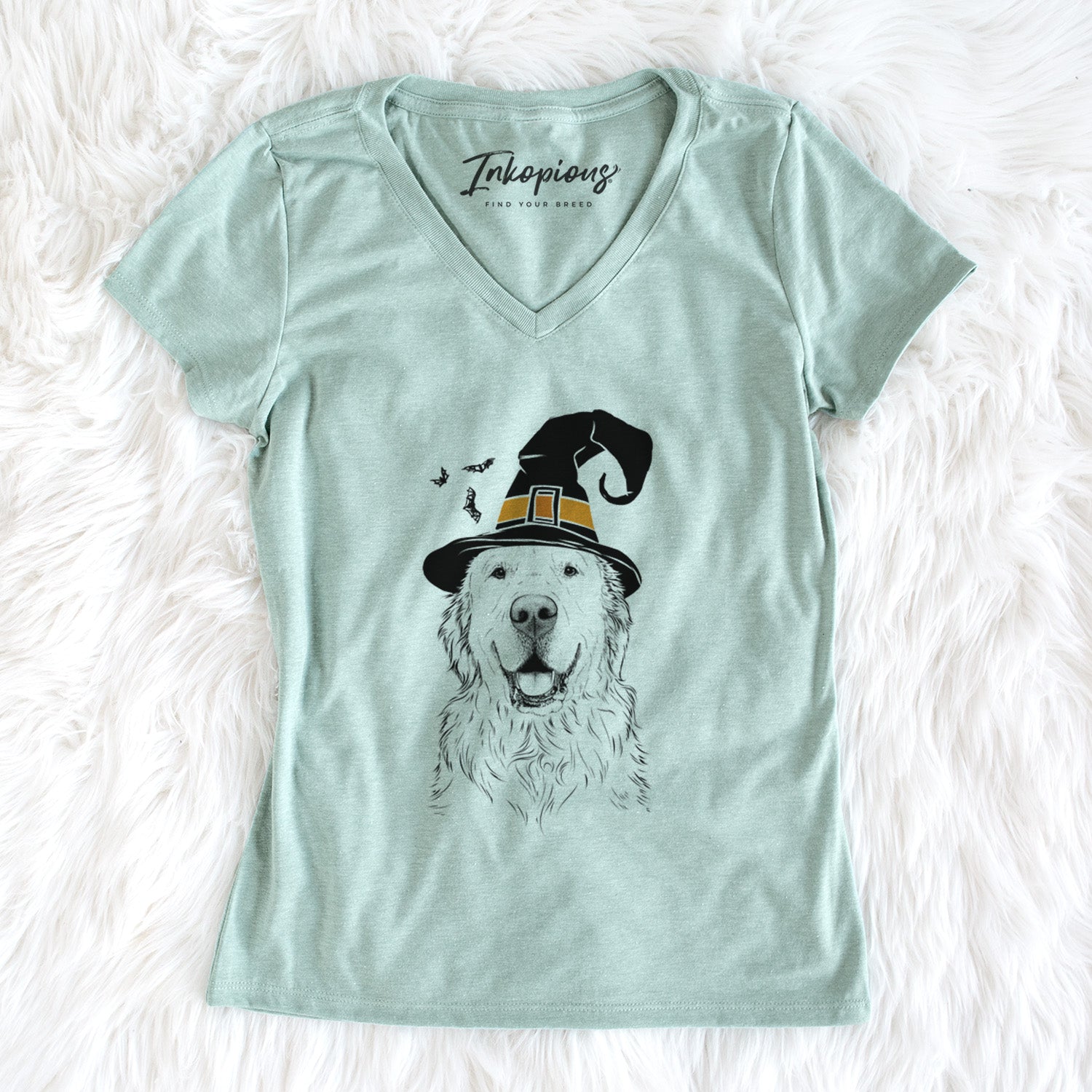 Witch Maximus the Golden Retriever - Women's Perfect V-neck Shirt