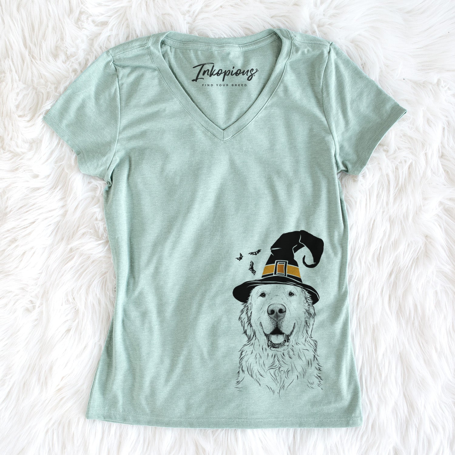 Witch Maximus the Golden Retriever - Women's Perfect V-neck Shirt