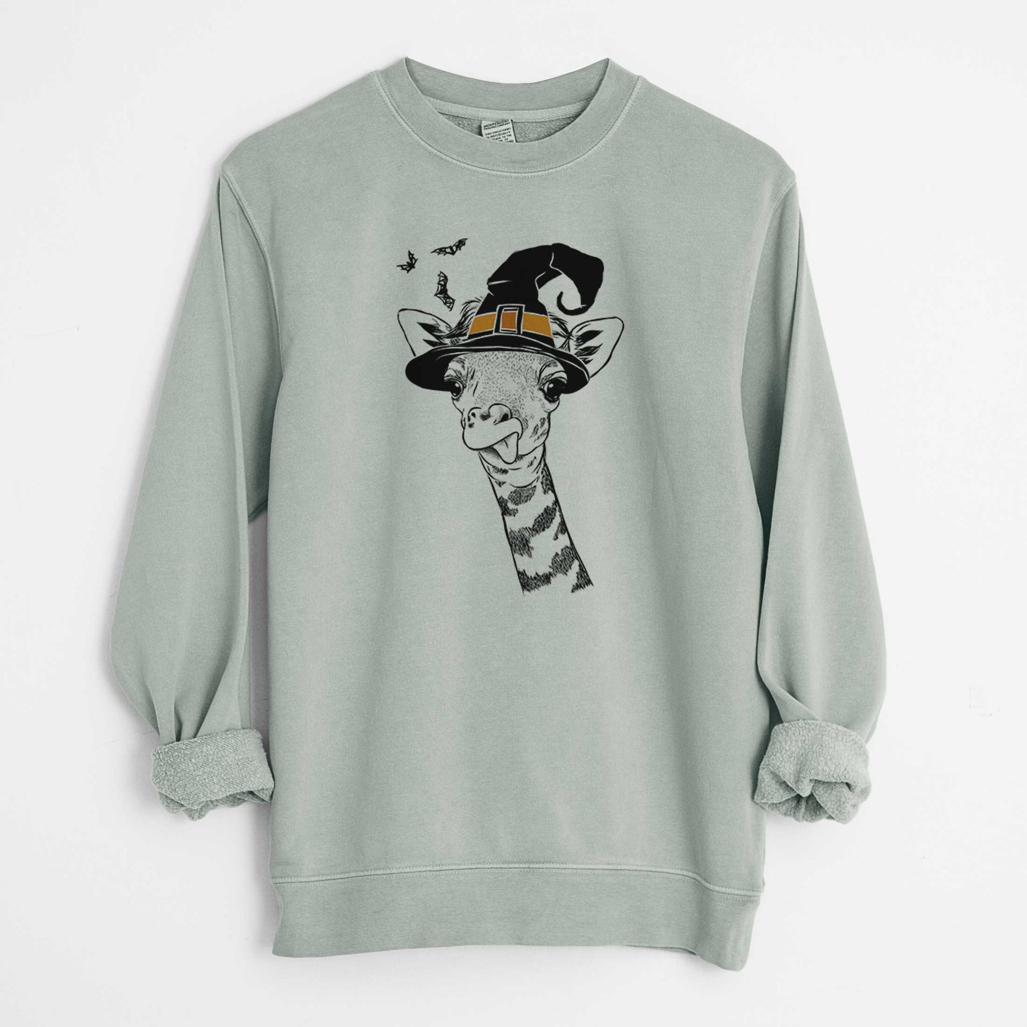 Witch Mel the Baby Giraffe - Unisex Pigment Dyed Crew Sweatshirt