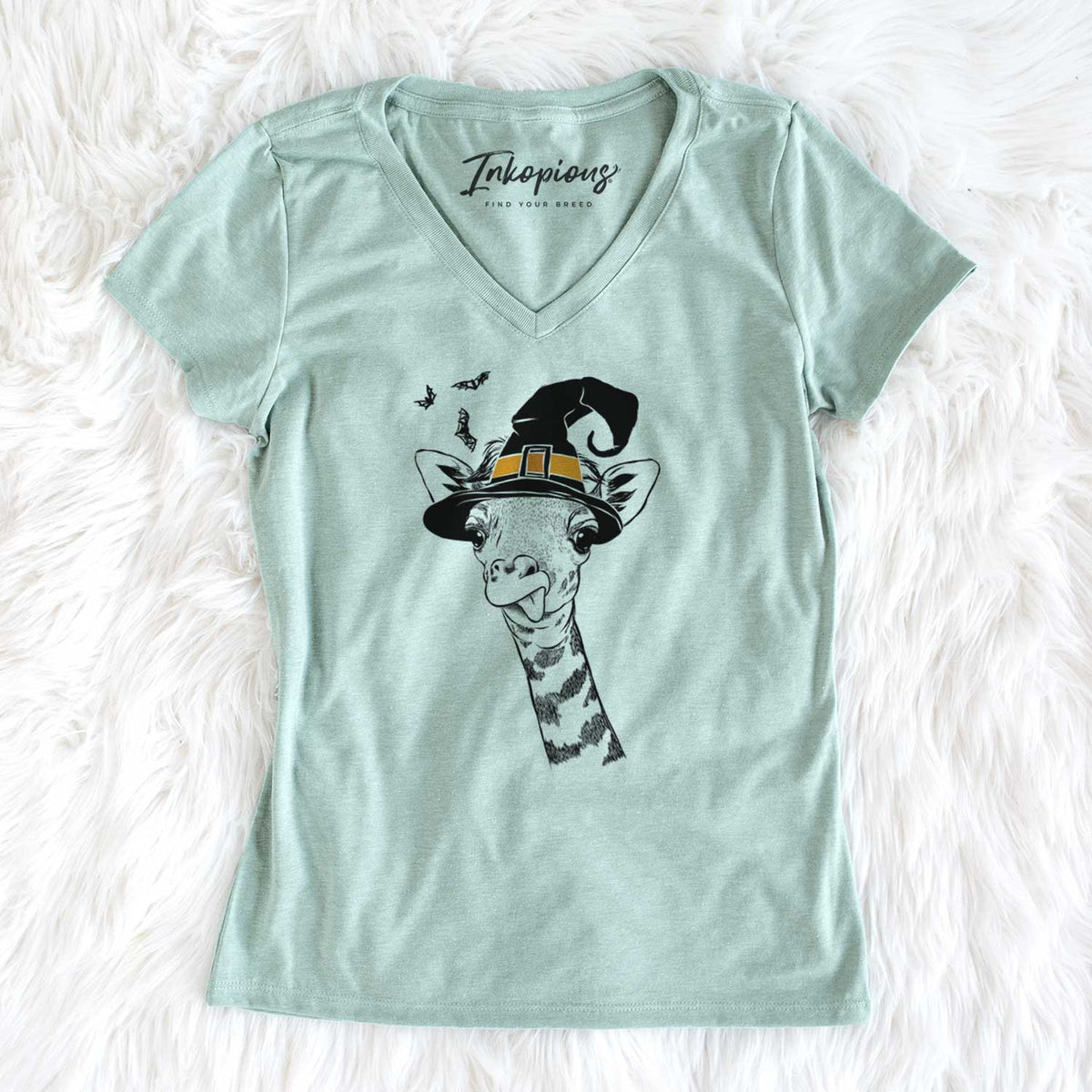 Witch Mel the Baby Giraffe - Women's V-neck Shirt