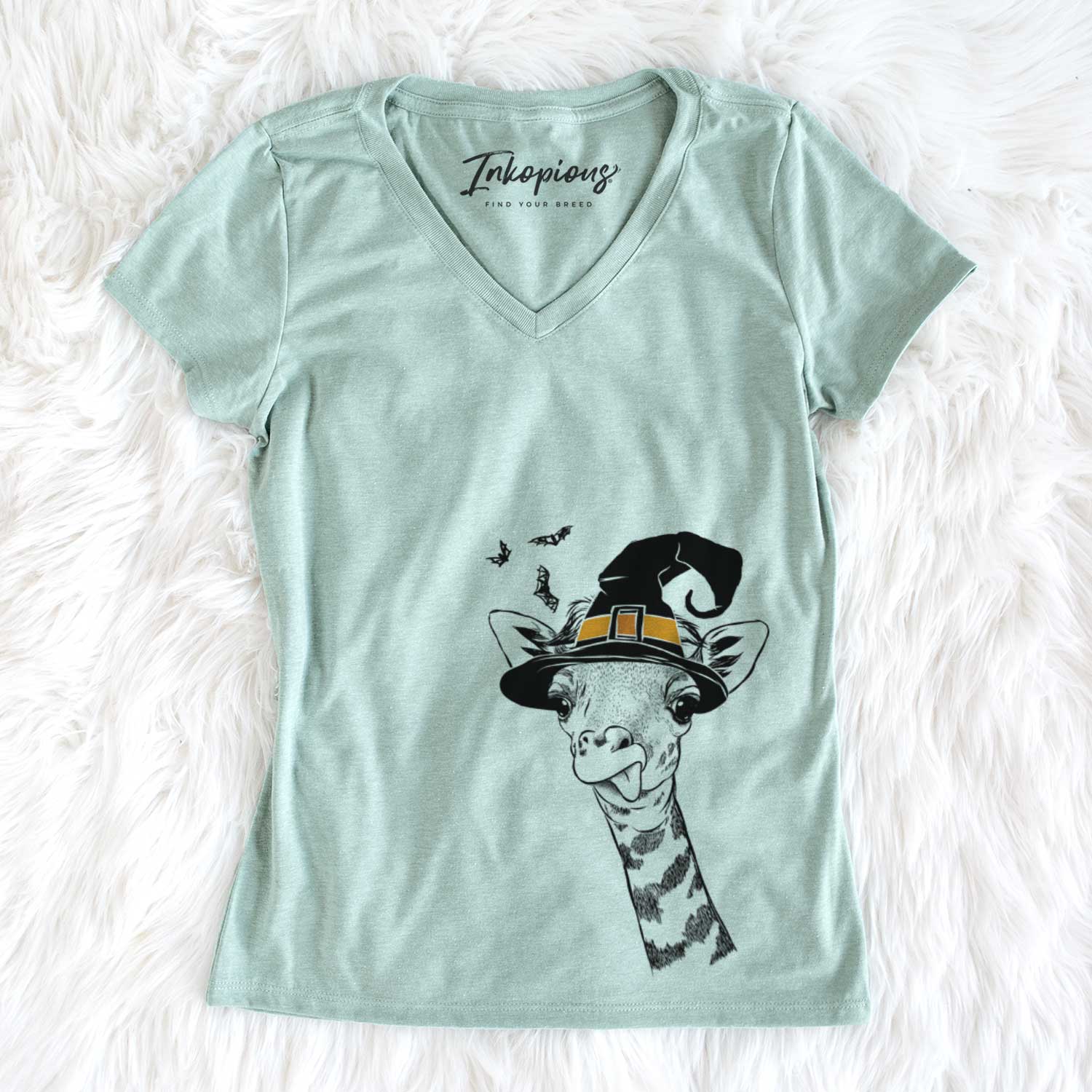 Witch Mel the Baby Giraffe - Women's V-neck Shirt