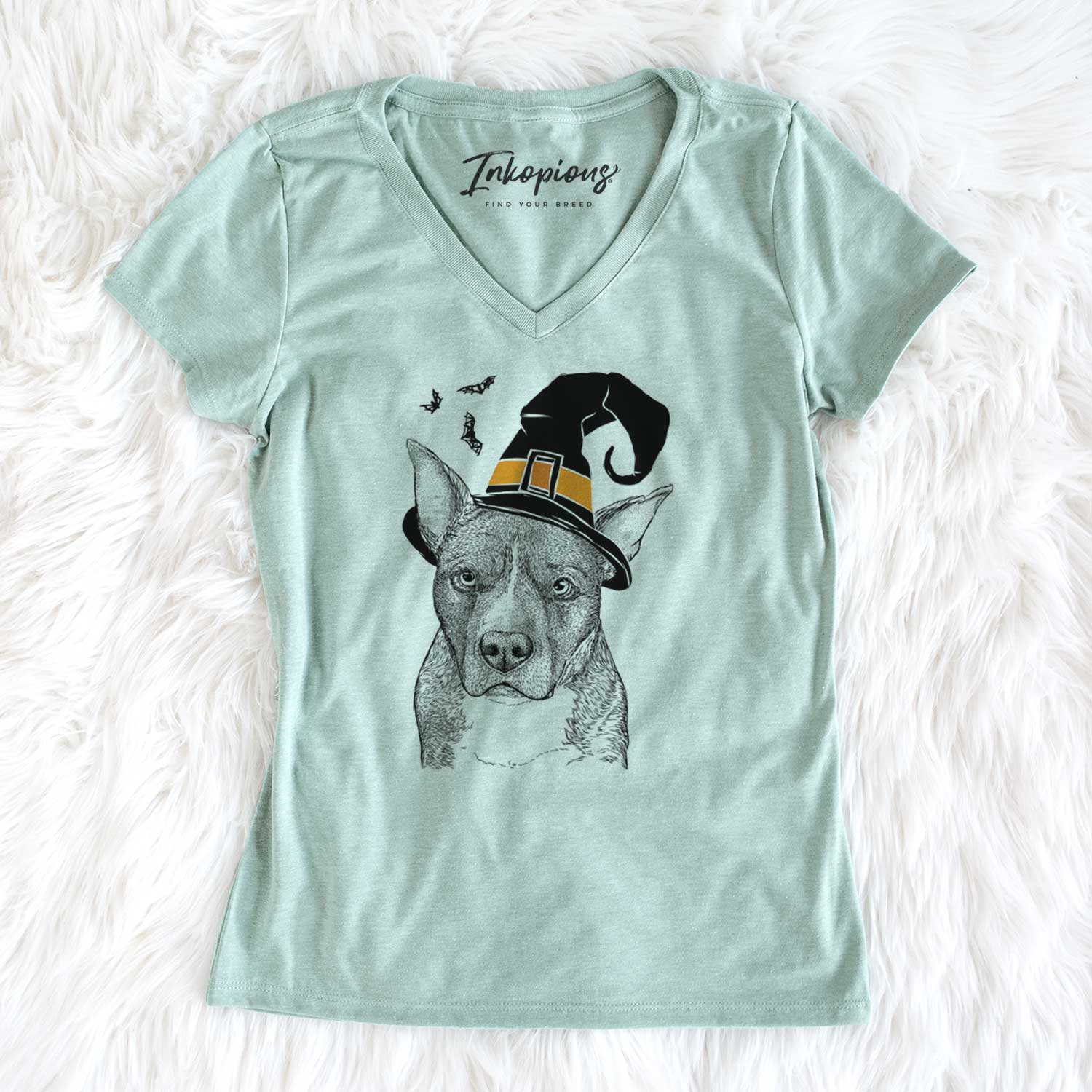 Witch Mercy the Pitbull - Women's V-neck Shirt