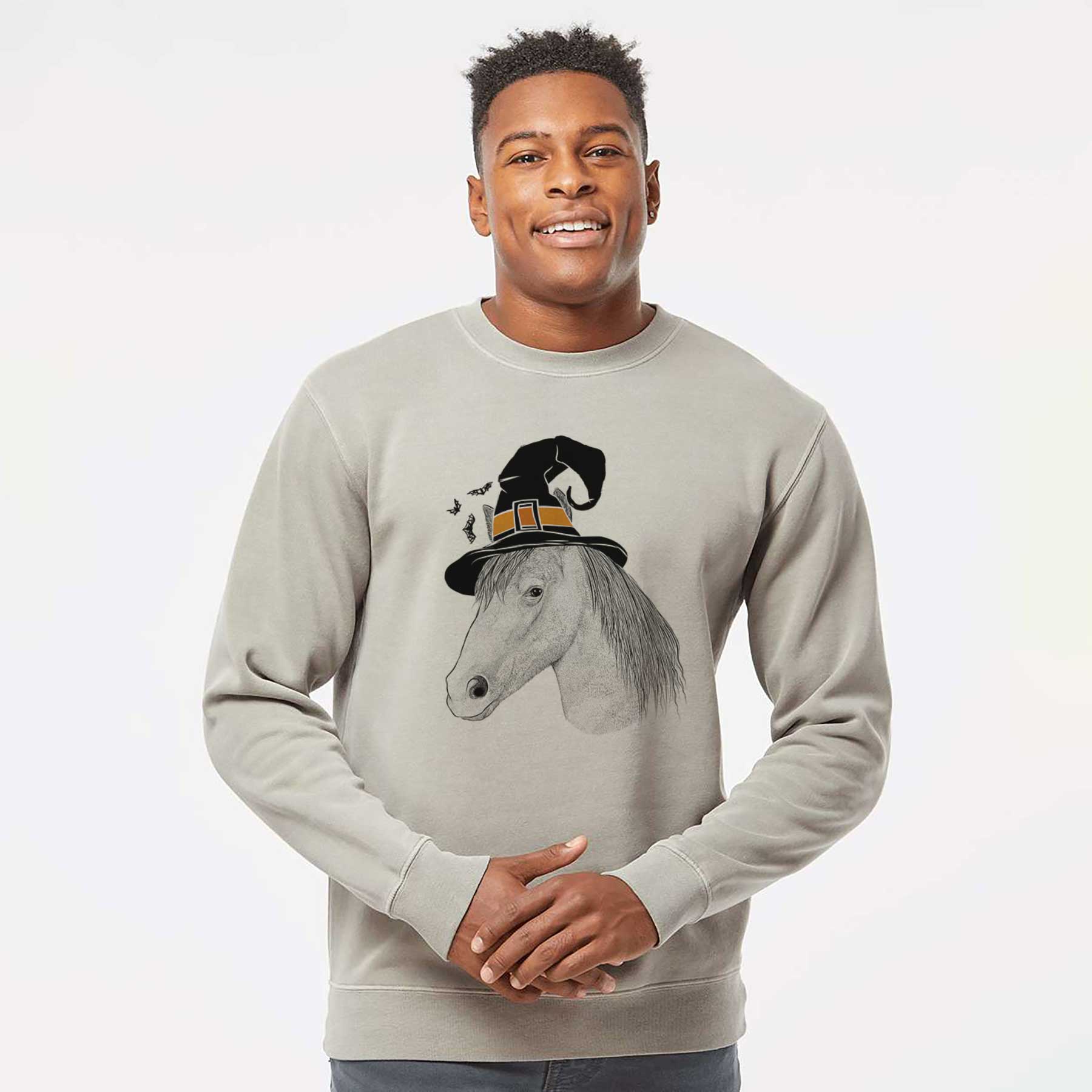 Witch Midnight the Missouri Foxtrotter Horse - Unisex Pigment Dyed Crew Sweatshirt