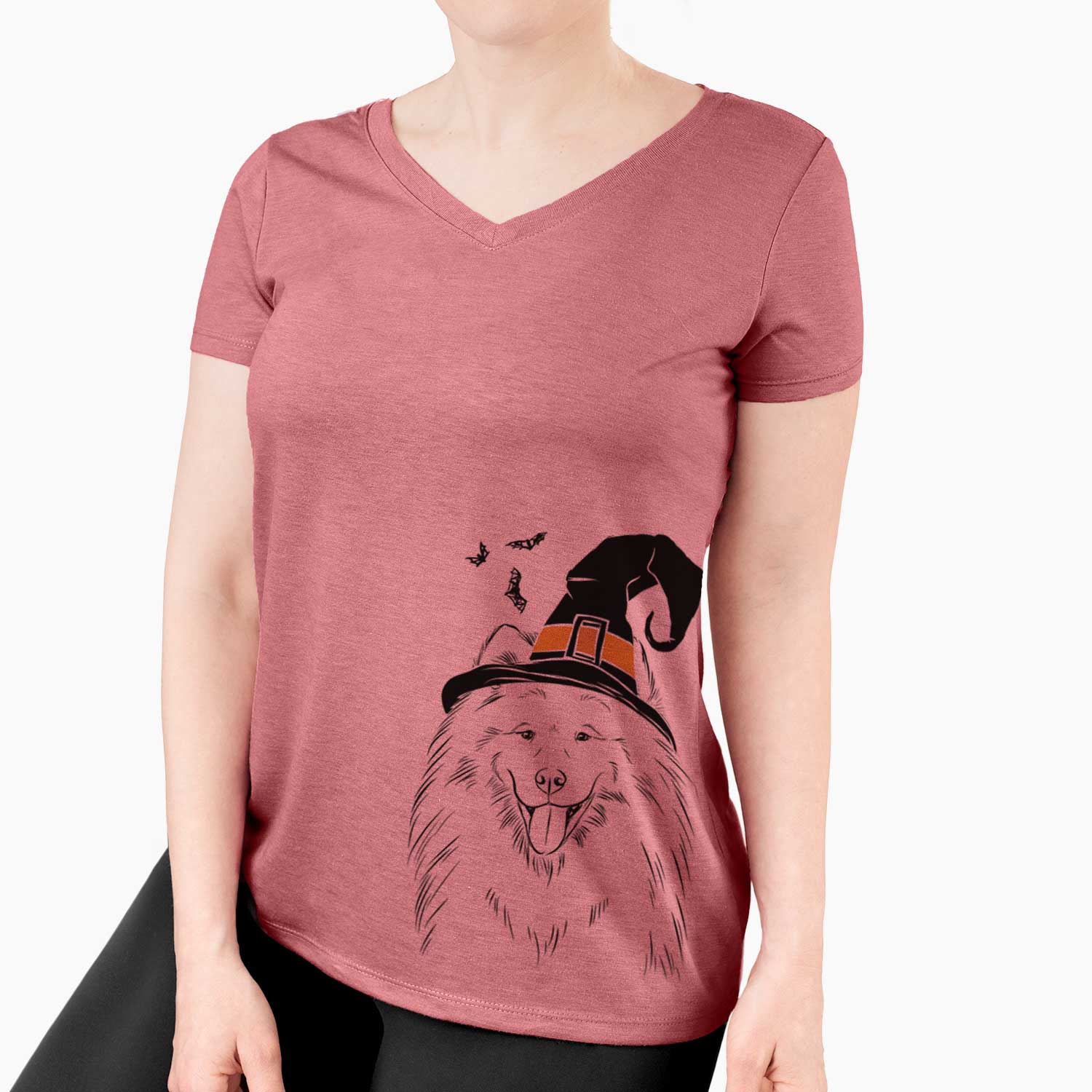 Witch Mikko the Samoyed - Women's V-neck Shirt