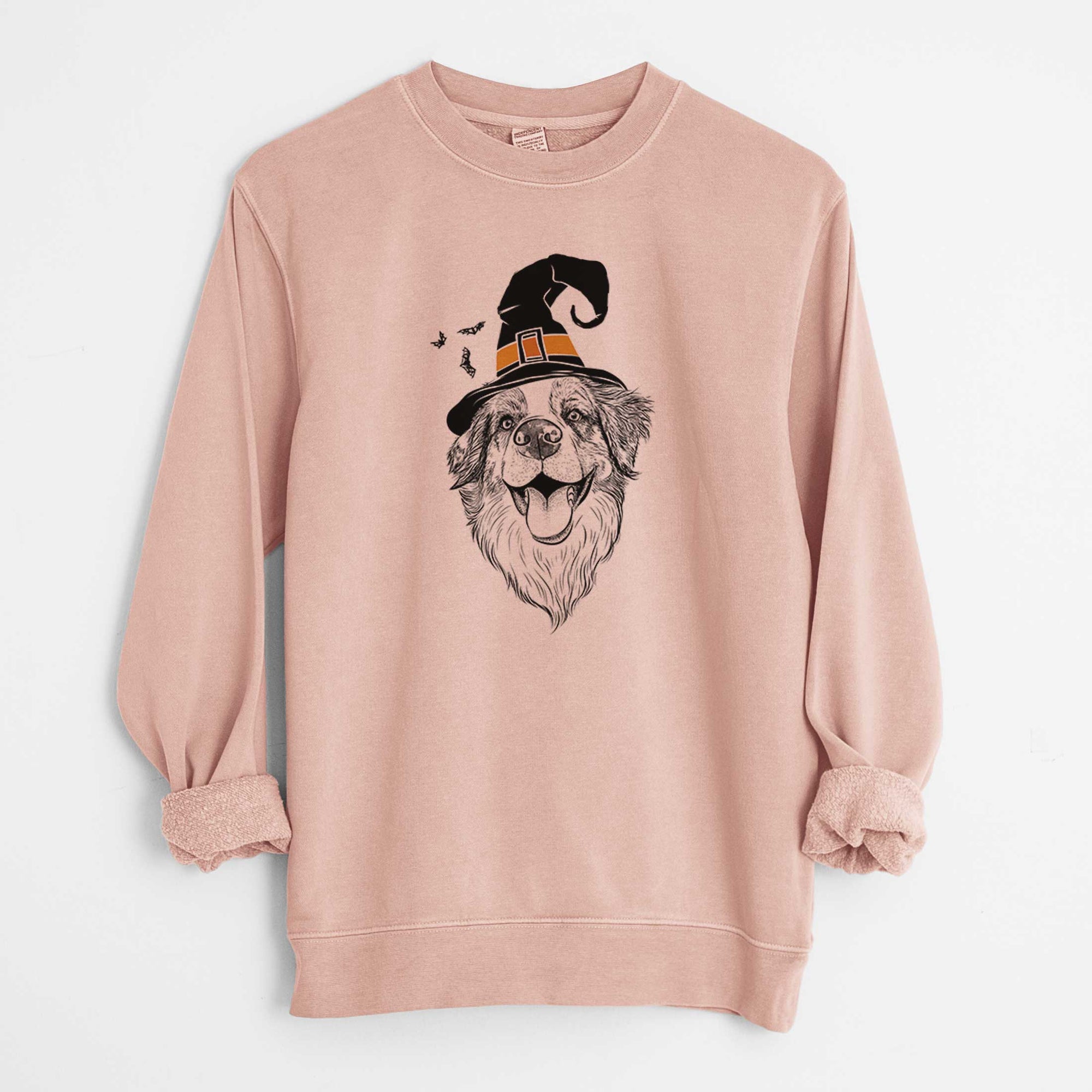 Witch Mila the Australian Shepherd - Unisex Pigment Dyed Crew Sweatshirt