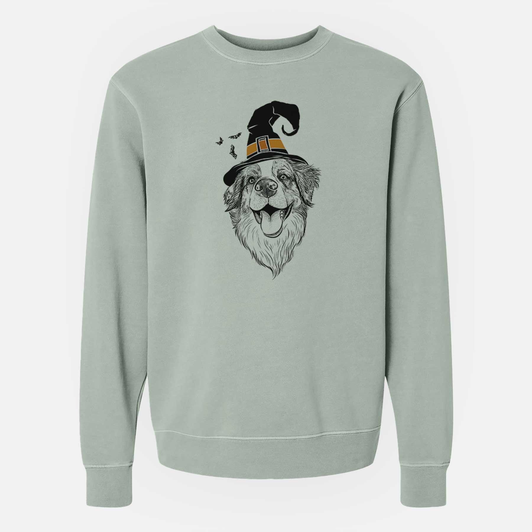 Witch Mila the Australian Shepherd - Unisex Pigment Dyed Crew Sweatshirt