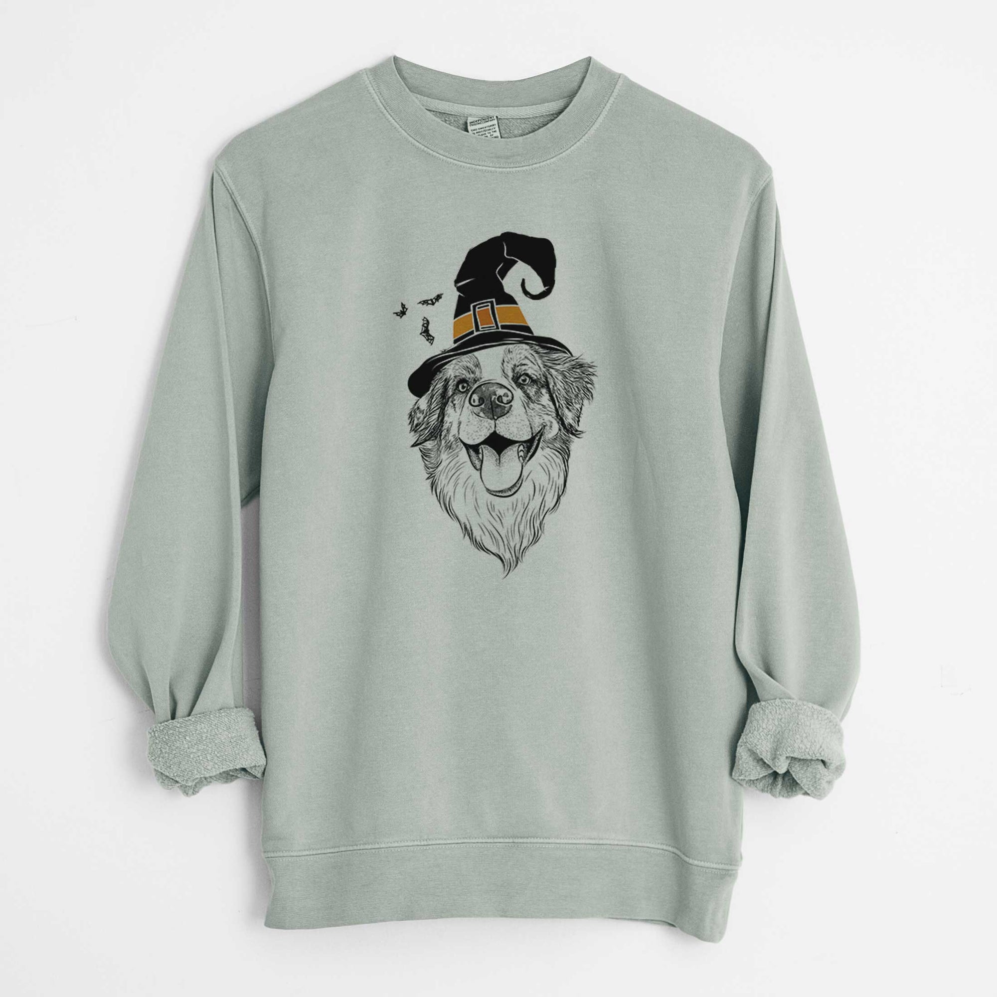 Witch Mila the Australian Shepherd - Unisex Pigment Dyed Crew Sweatshirt