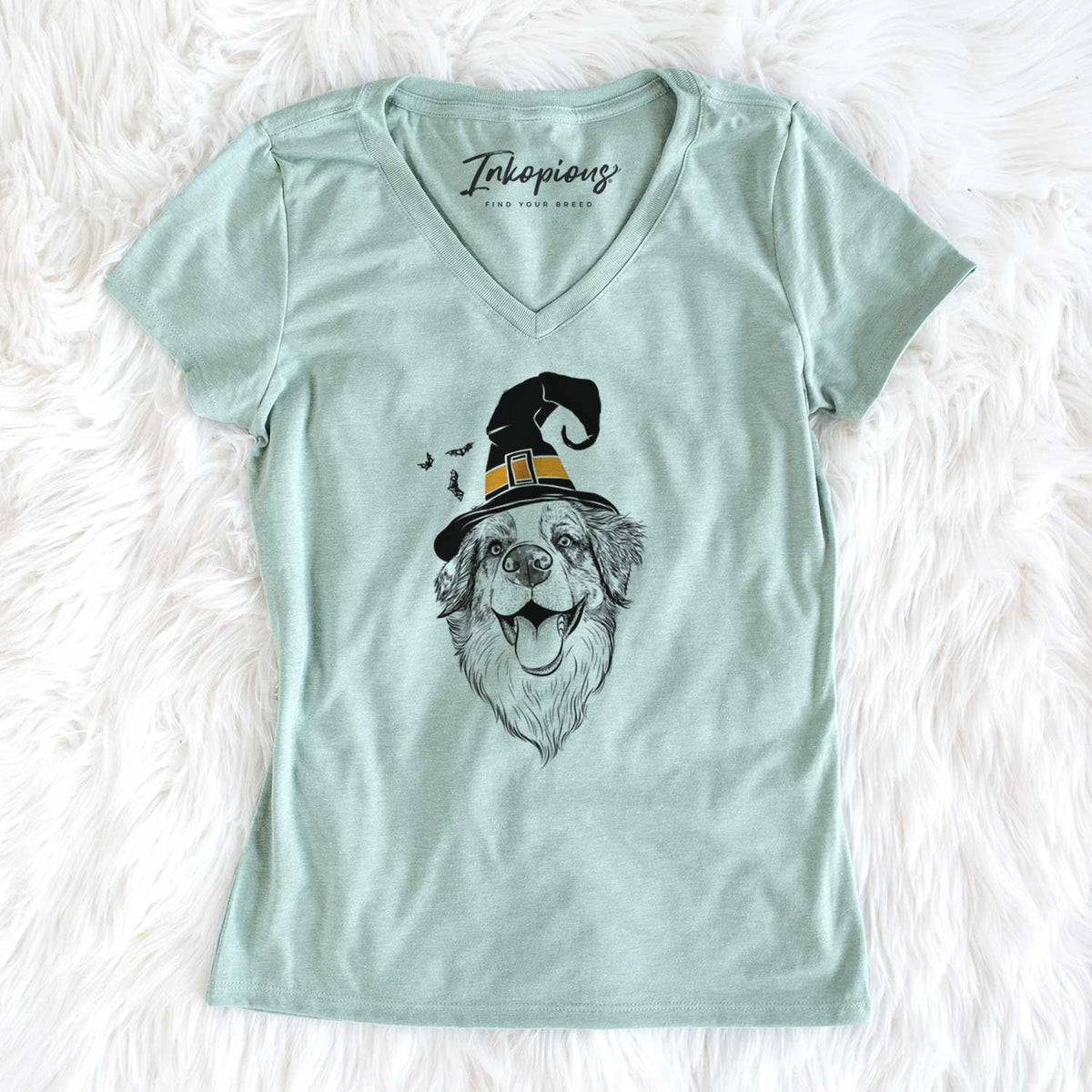 Witch Mila the Australian Shepherd - Women's V-neck Shirt