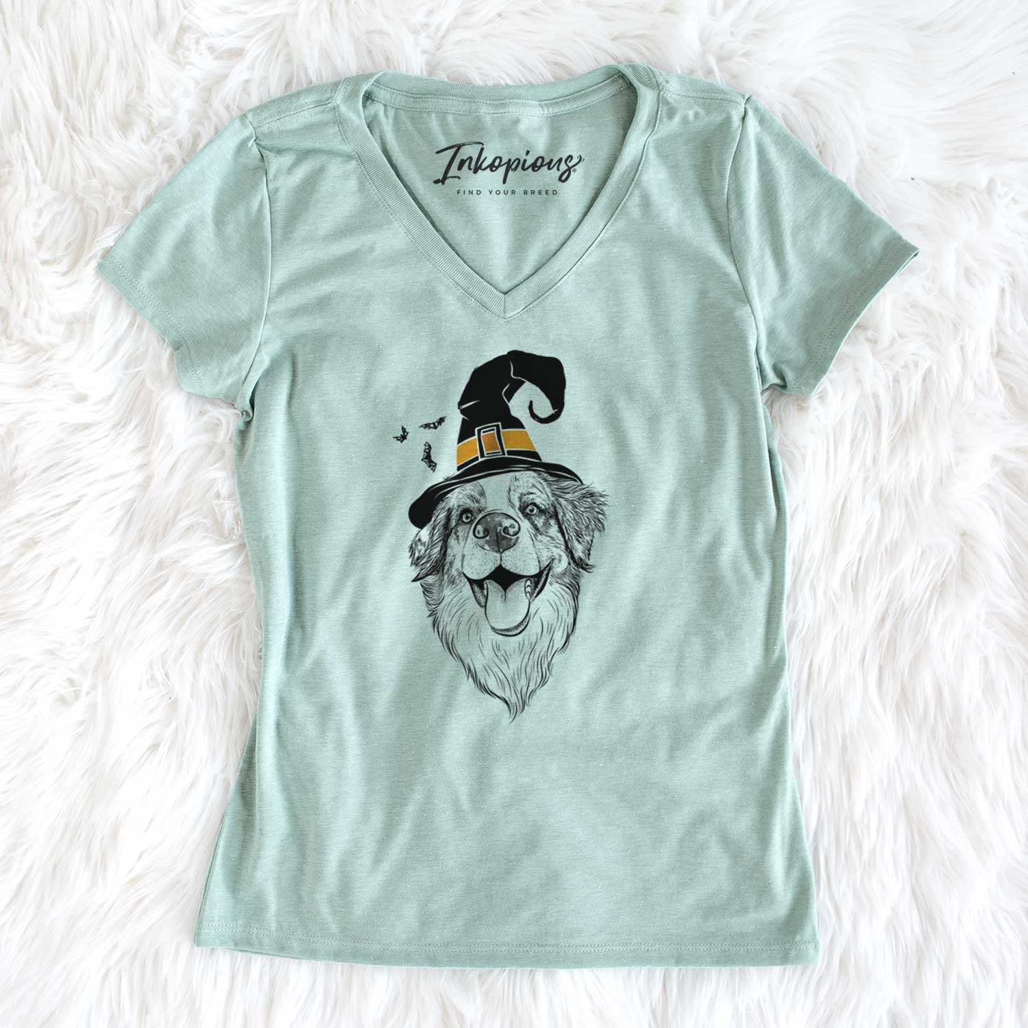 Witch Mila the Australian Shepherd - Women's V-neck Shirt