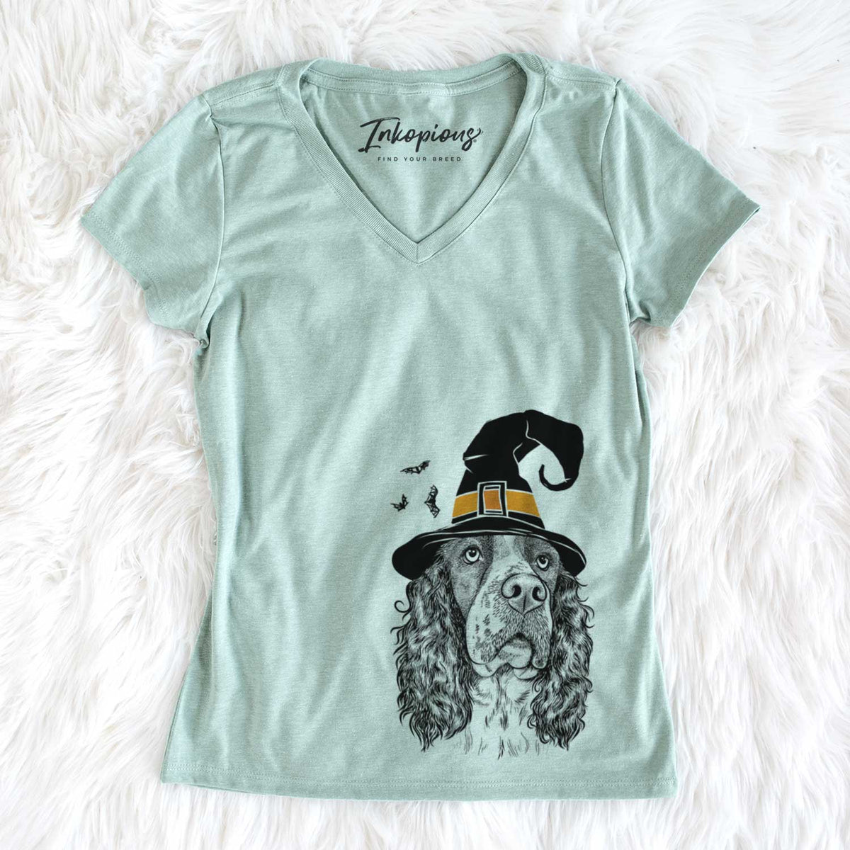 Witch Millie Mae the English Springer Spaniel - Women&#39;s V-neck Shirt