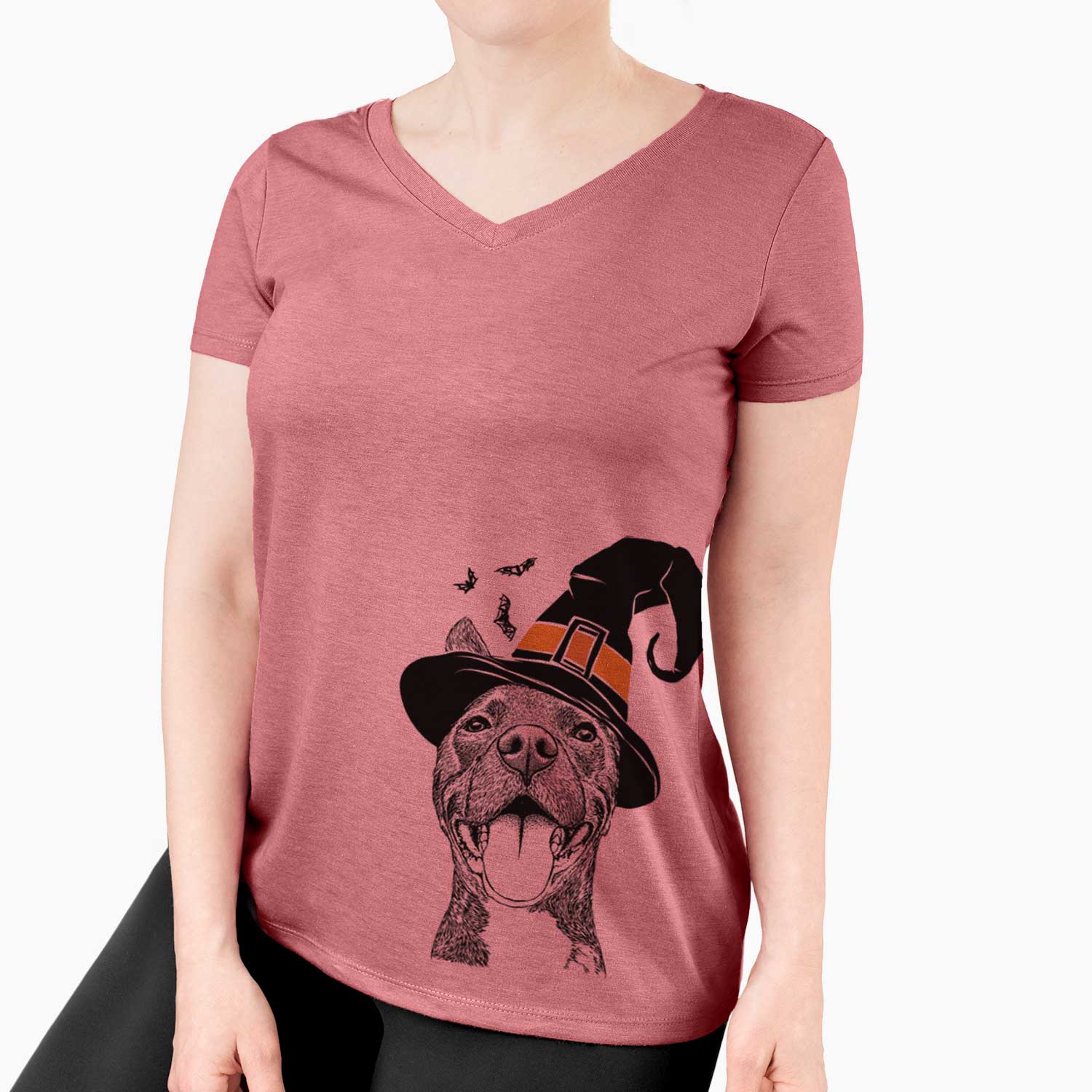 Witch Milo the Pitbull Mix - Women's V-neck Shirt