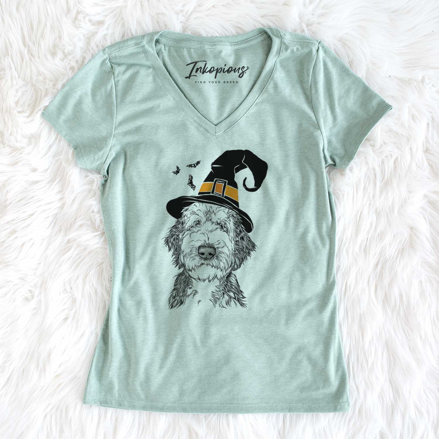 Witch Milo Fluff the Sheepadoodle - Women's V-neck Shirt