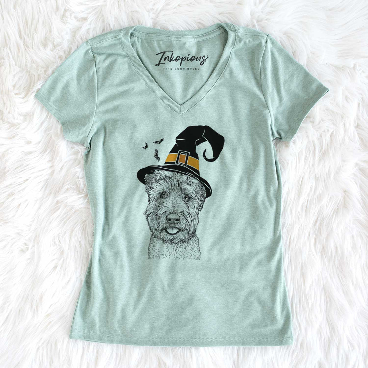 Witch Milton the Soft Coated Wheaten Terrier - Women's V-neck Shirt