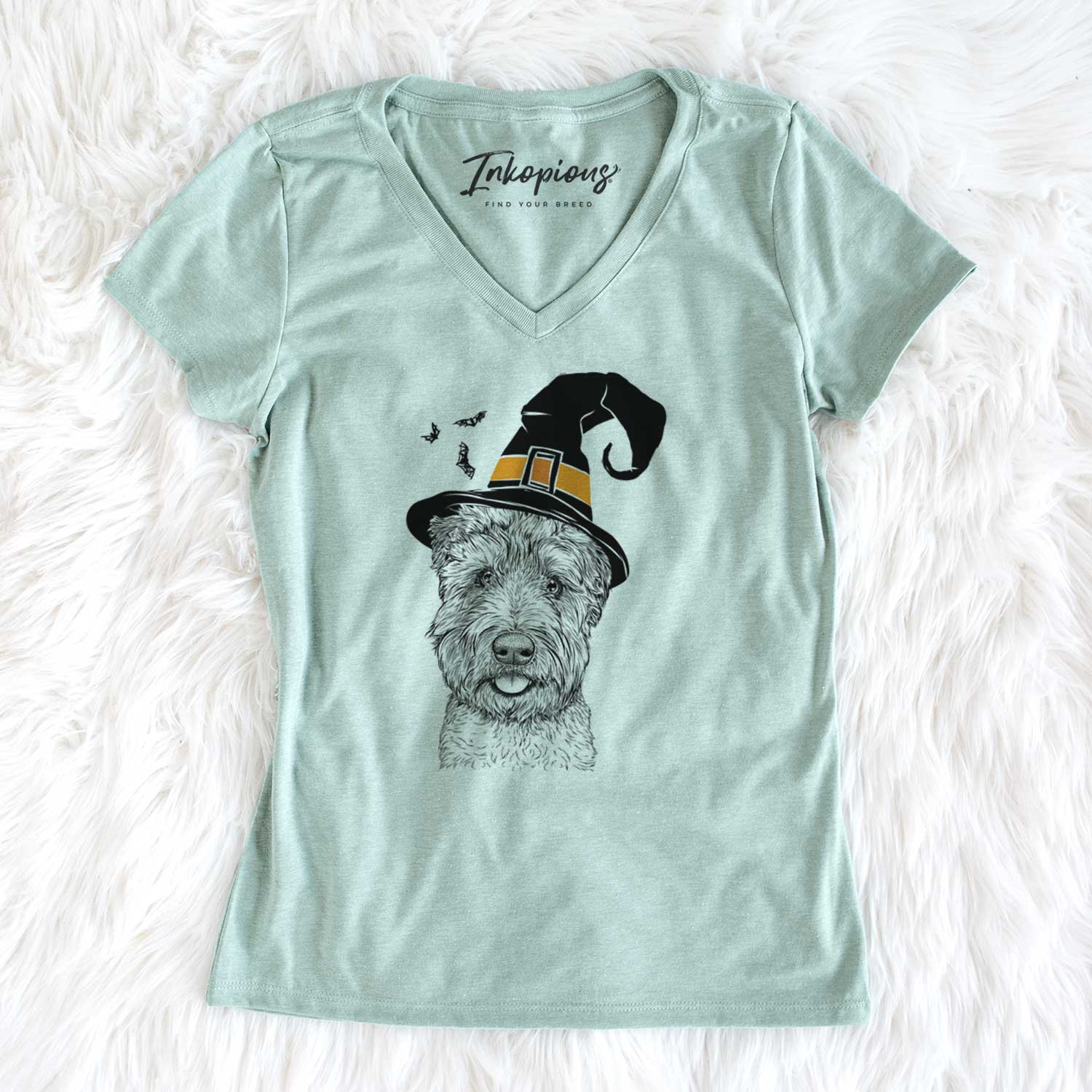 Witch Milton the Soft Coated Wheaten Terrier - Women's V-neck Shirt