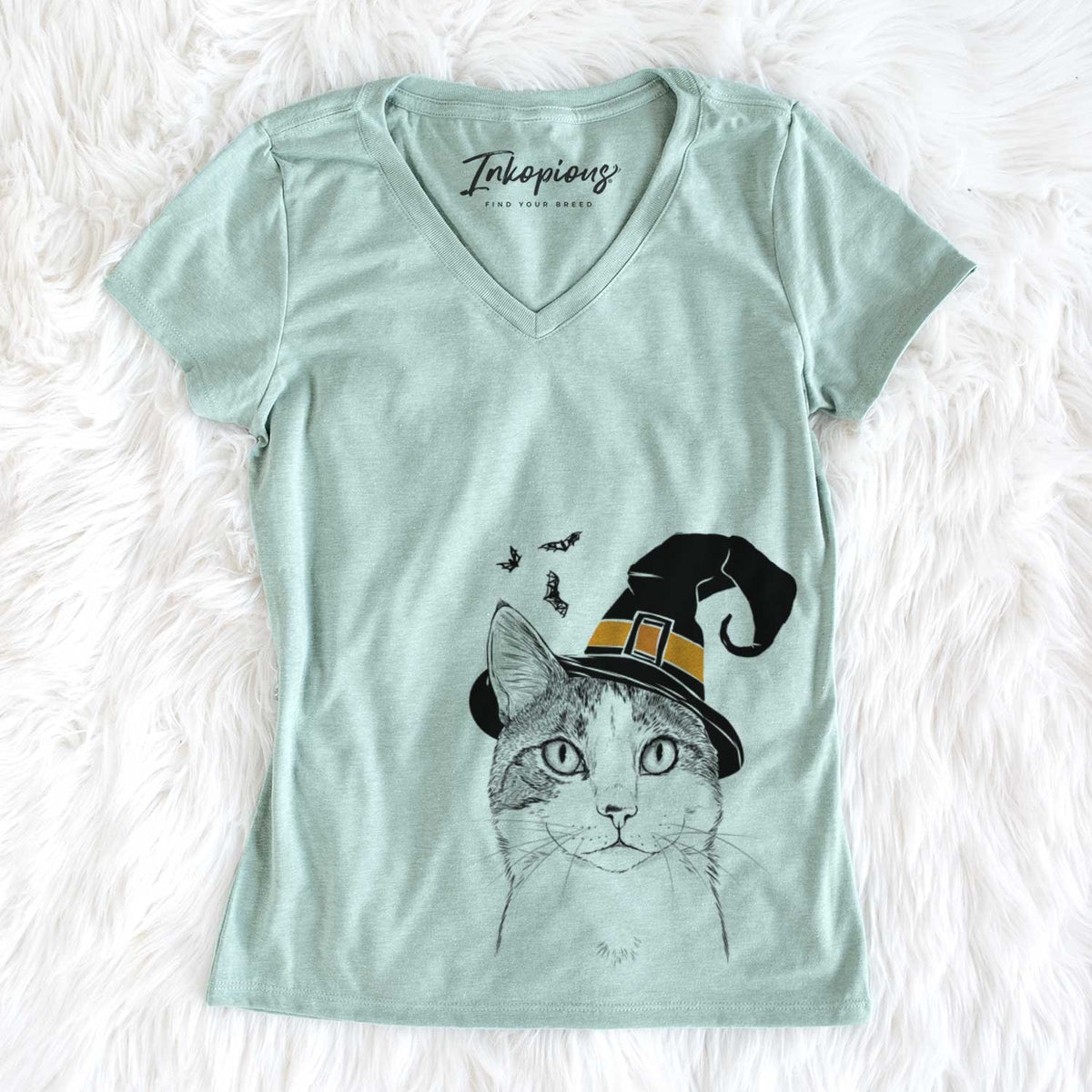 Witch Mini Griffin the Domestic Shorthair Cat - Women&#39;s V-neck Shirt