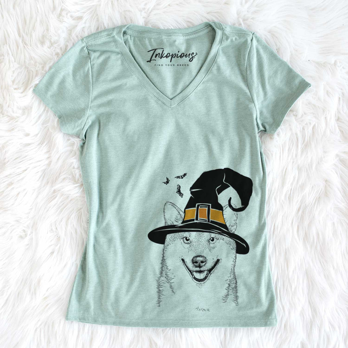 Witch Mitsu the Shiba Inu - Women&#39;s V-neck Shirt