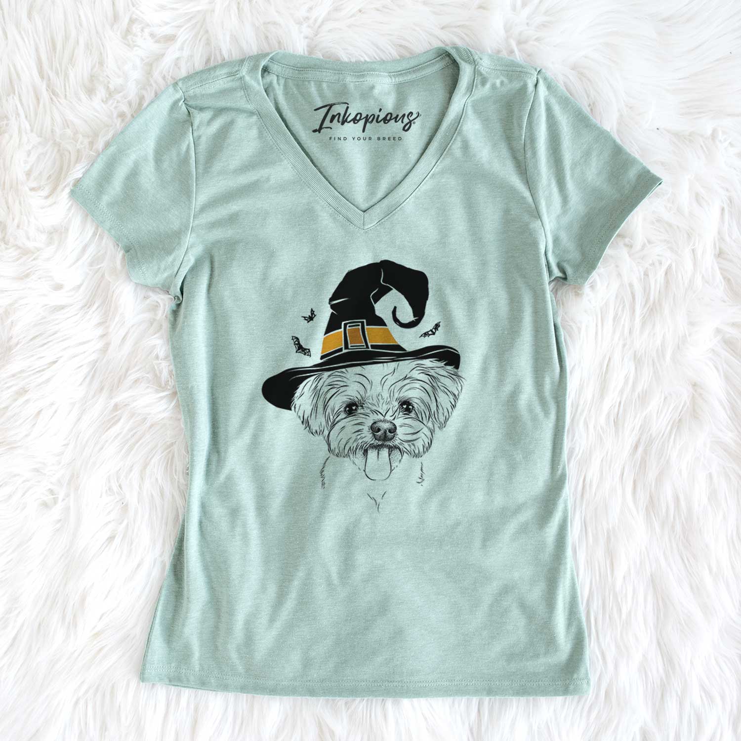 Witch Mochi the Maltese - Women's V-neck Shirt
