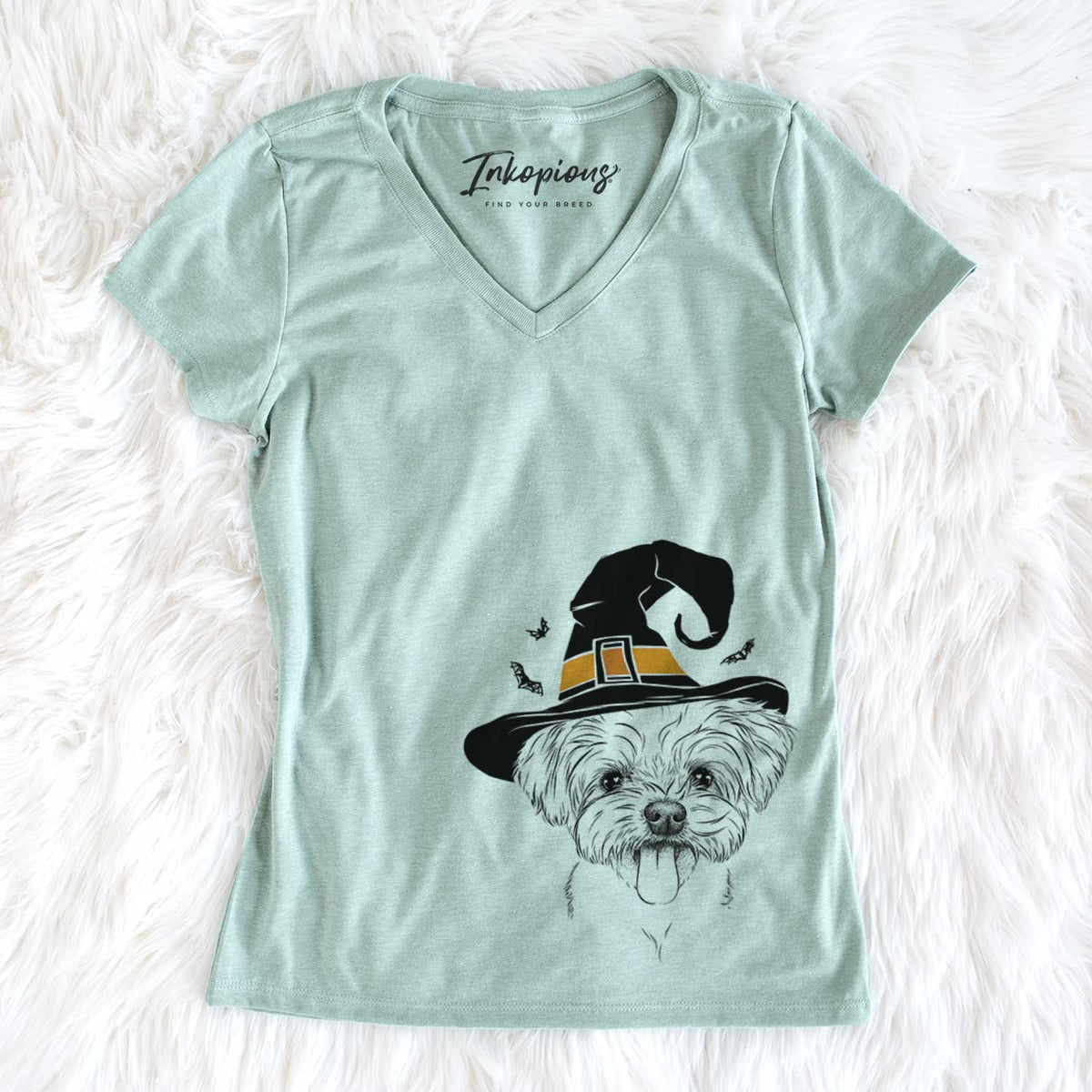 Witch Mochi the Maltese - Women&#39;s V-neck Shirt
