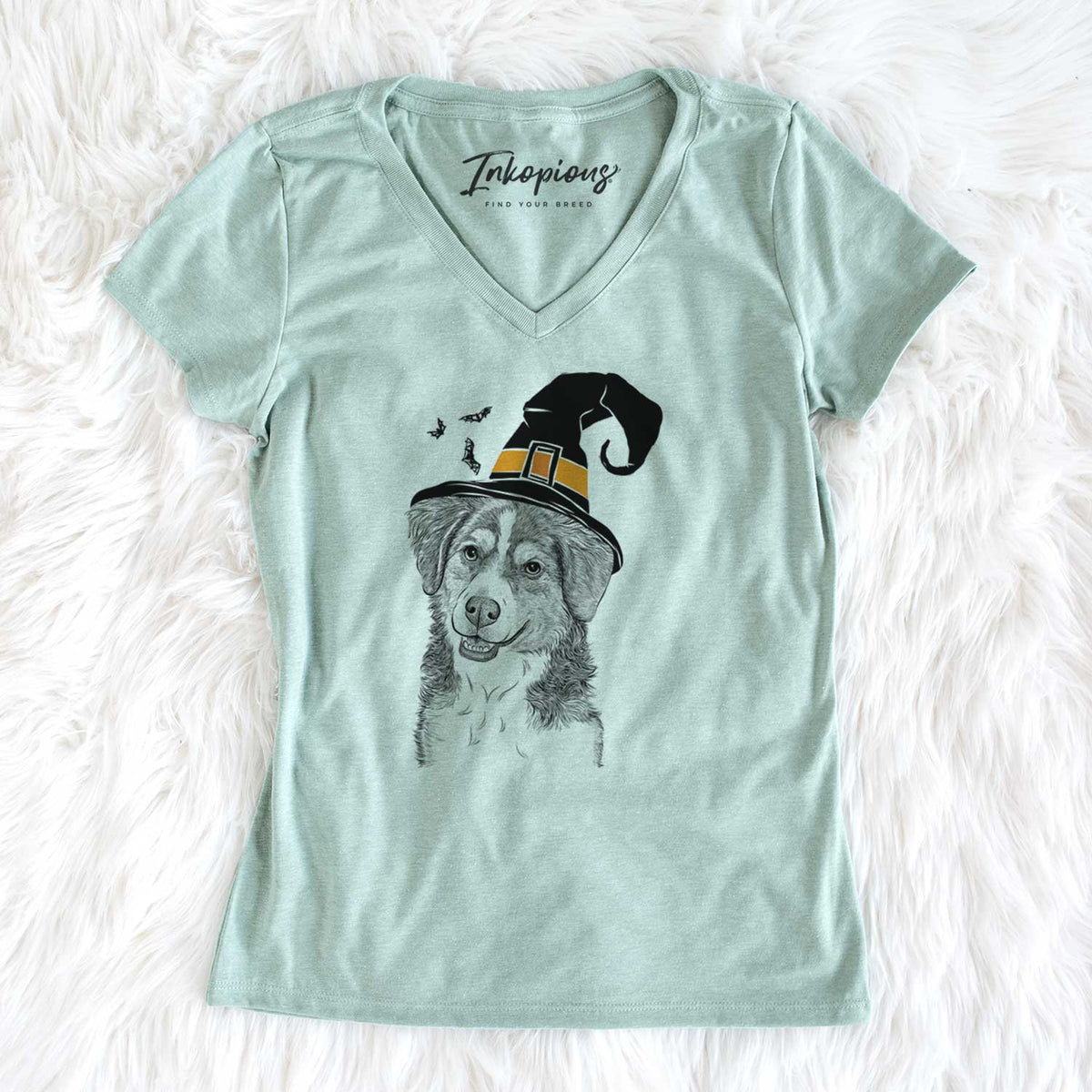 Witch Molly the Miniature Bernedoodle - Women's V-neck Shirt