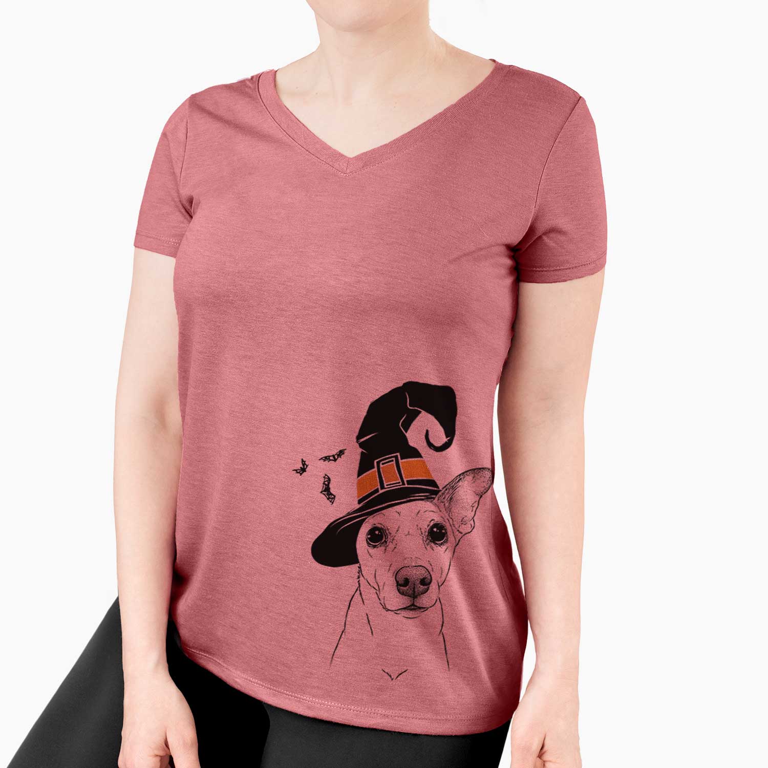 Witch Molly the Jack Russell Terrier - Women's V-neck Shirt