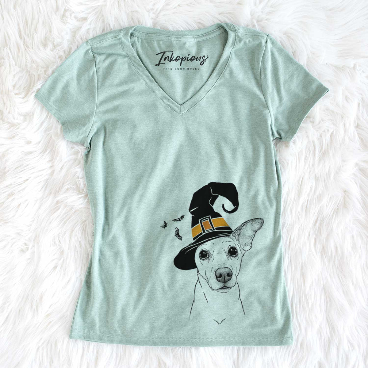 Witch Molly the Jack Russell Terrier - Women&#39;s V-neck Shirt