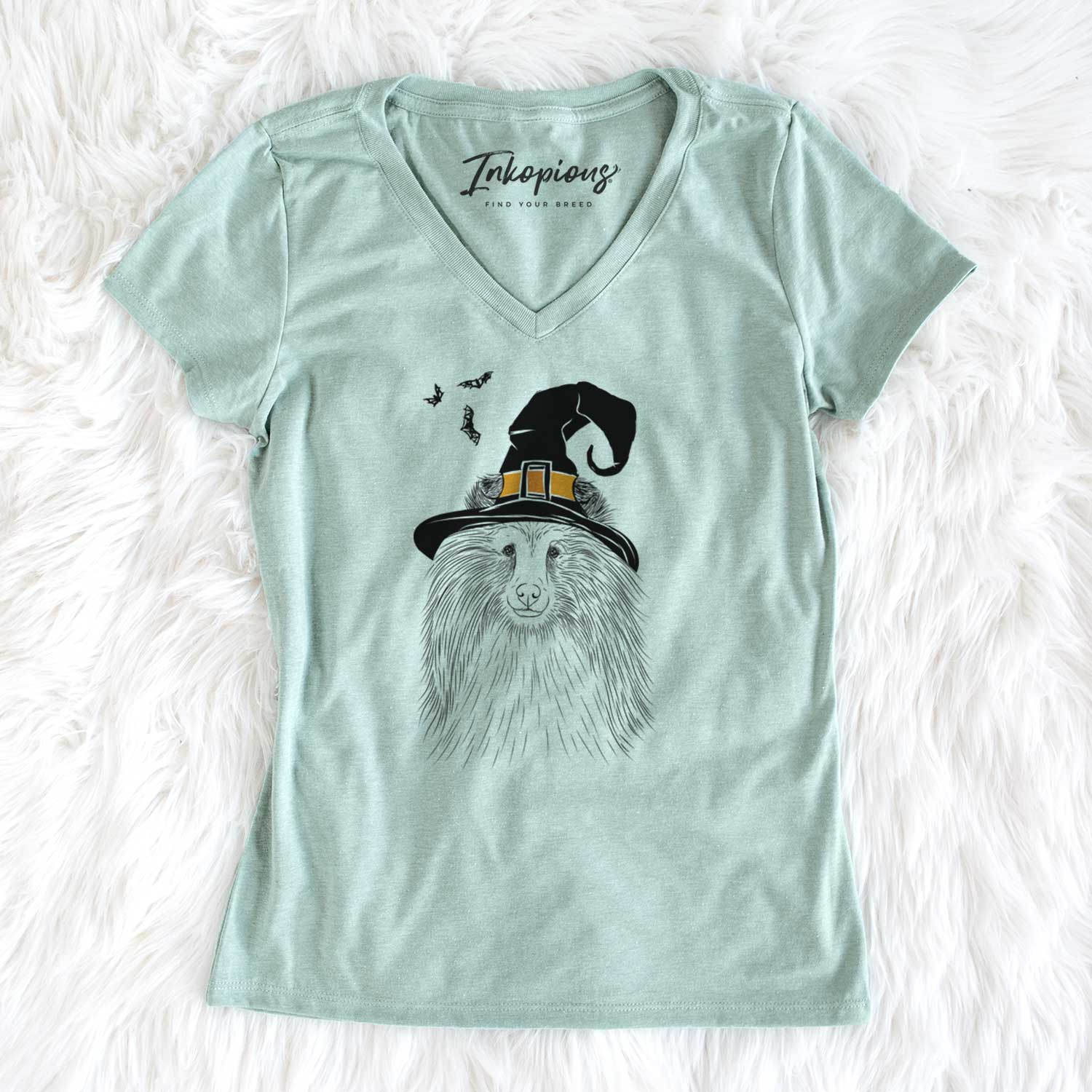 Witch Moxie the Shetland Sheepdog - Women's V-neck Shirt