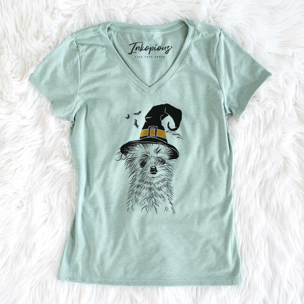 Witch Mr. Gucci Poochi the Maltese - Women's V-neck Shirt