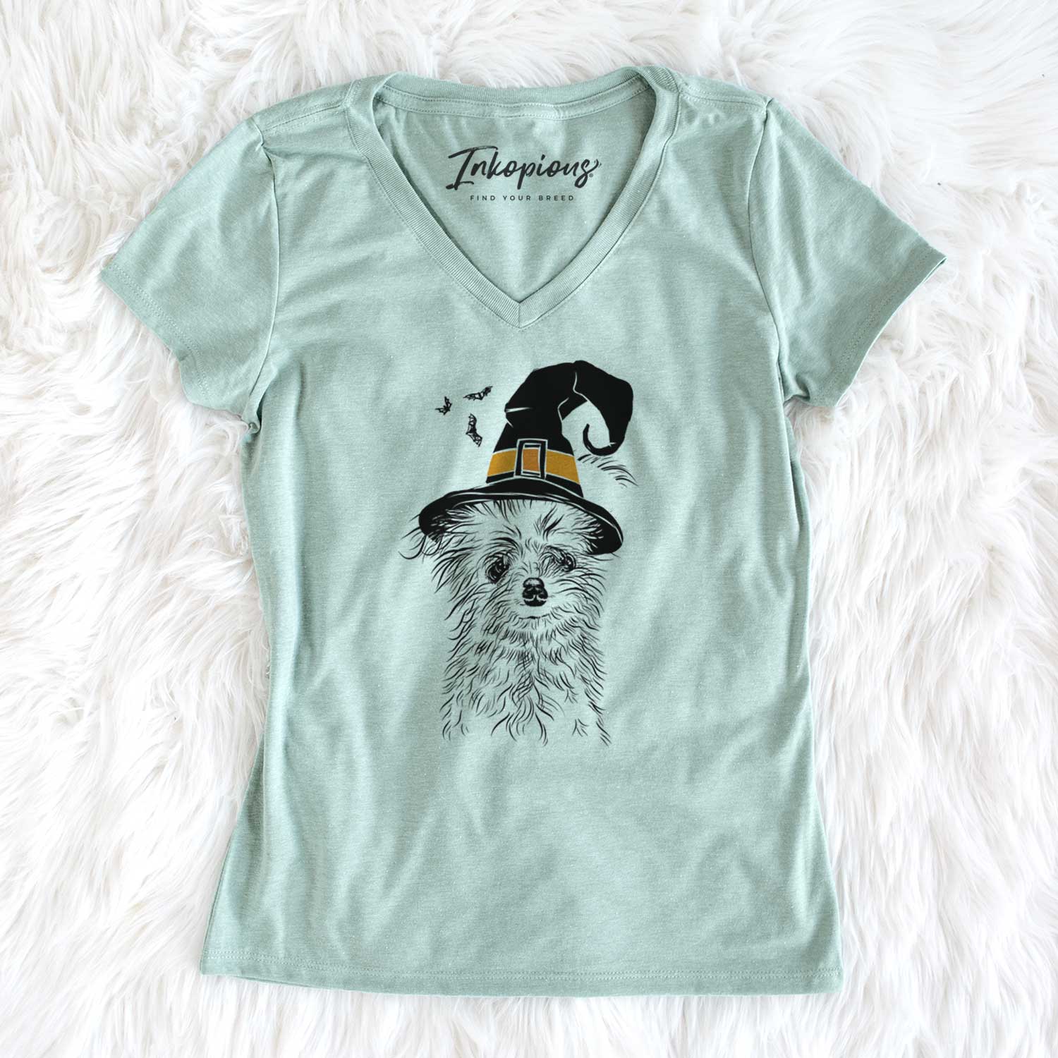 Witch Mr. Gucci Poochi the Maltese - Women's V-neck Shirt