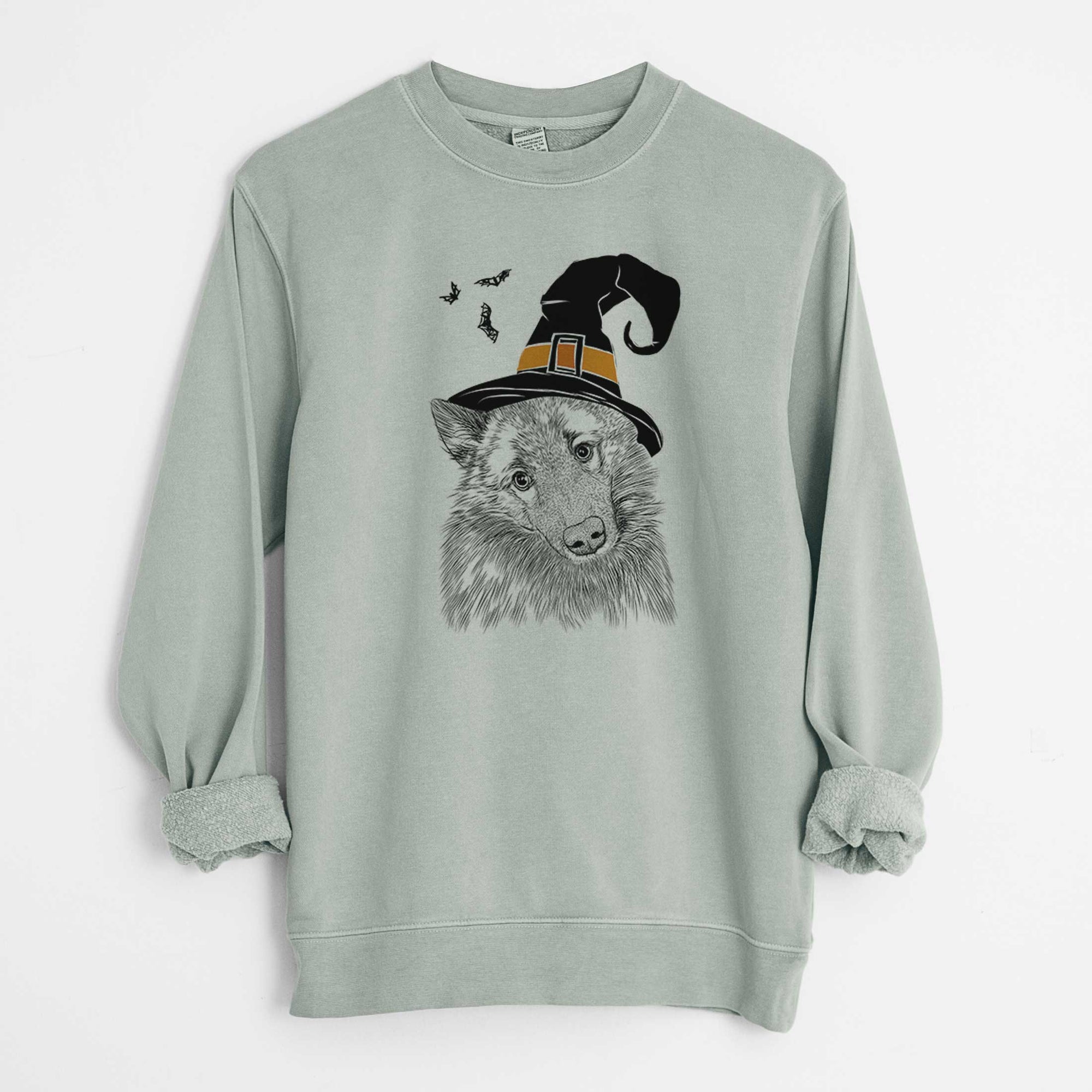 Witch Mr. Maverick the Keeshond - Unisex Pigment Dyed Crew Sweatshirt