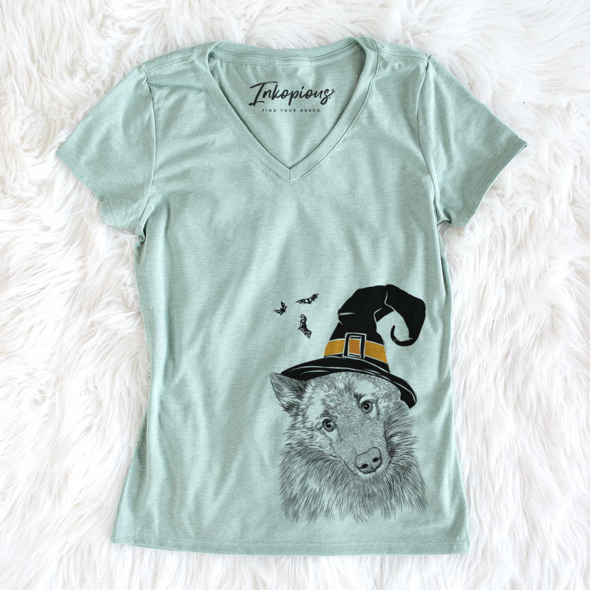 Witch Mr. Maverick the Keeshond - Women&#39;s V-neck Shirt