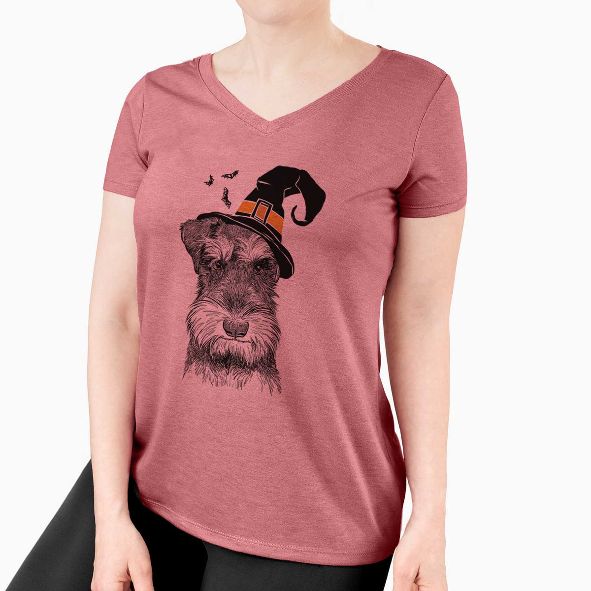 Witch Murphy the Mini Schnauzer - Women's V-neck Shirt