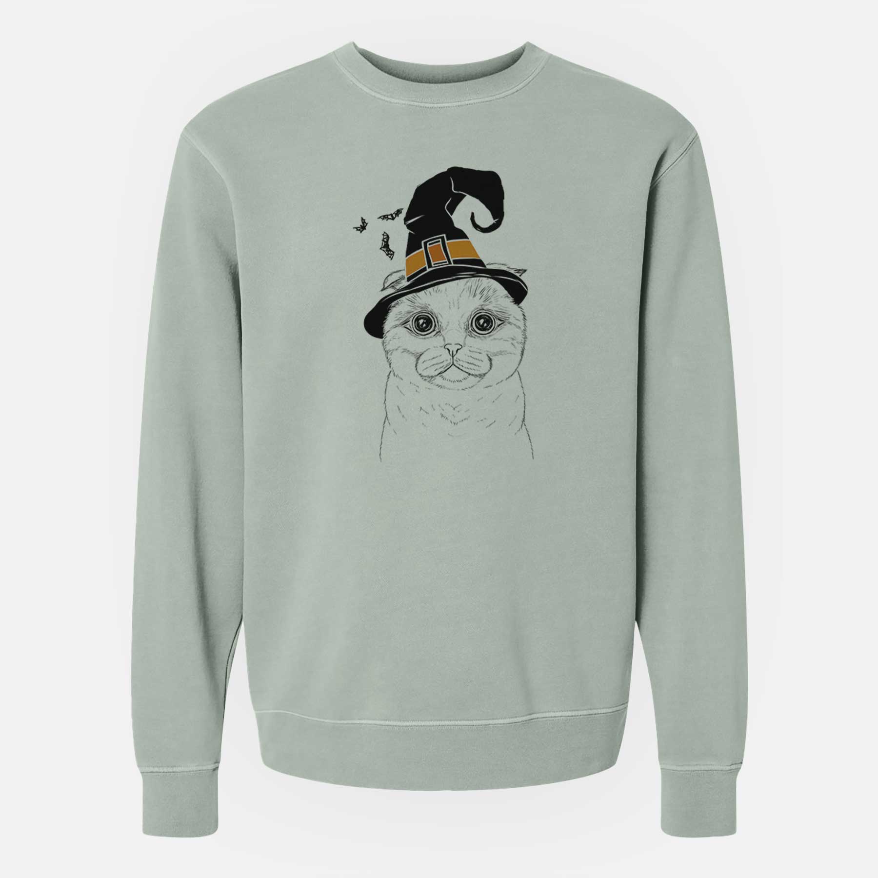 Witch Neko the Scottish Fold Cat - Unisex Pigment Dyed Crew Sweatshirt