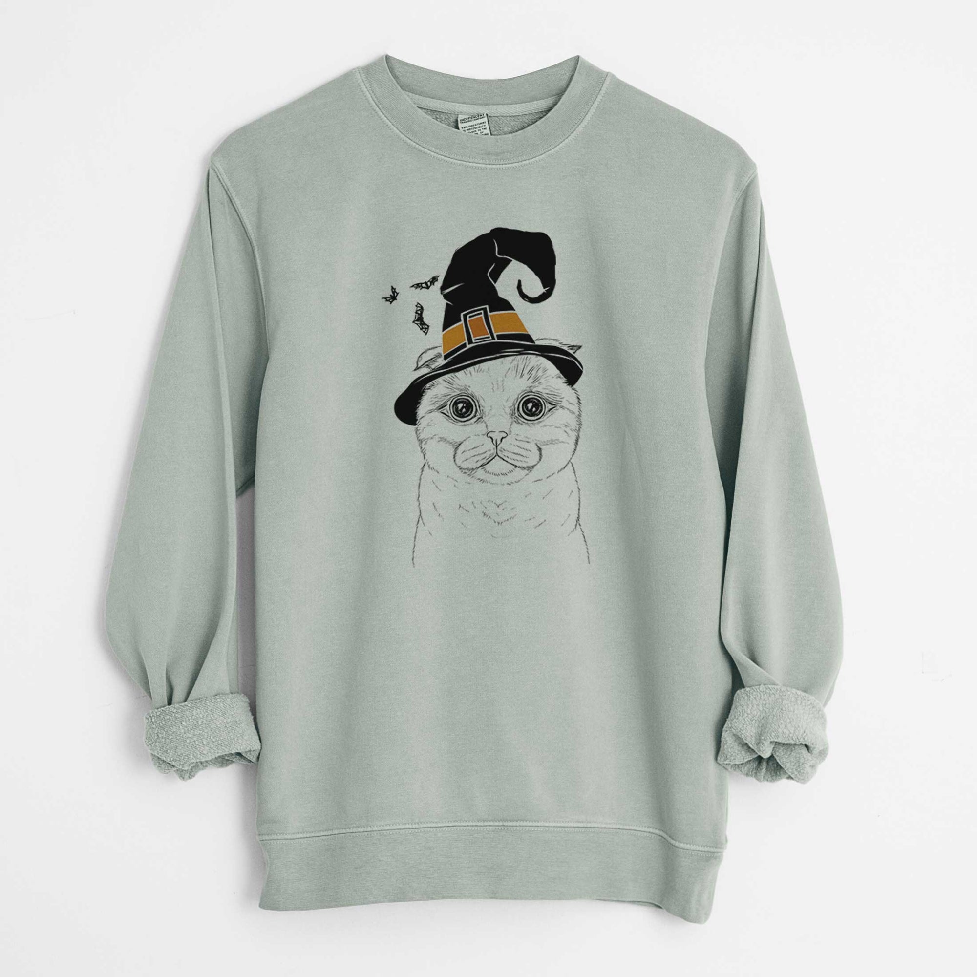 Witch Neko the Scottish Fold Cat - Unisex Pigment Dyed Crew Sweatshirt